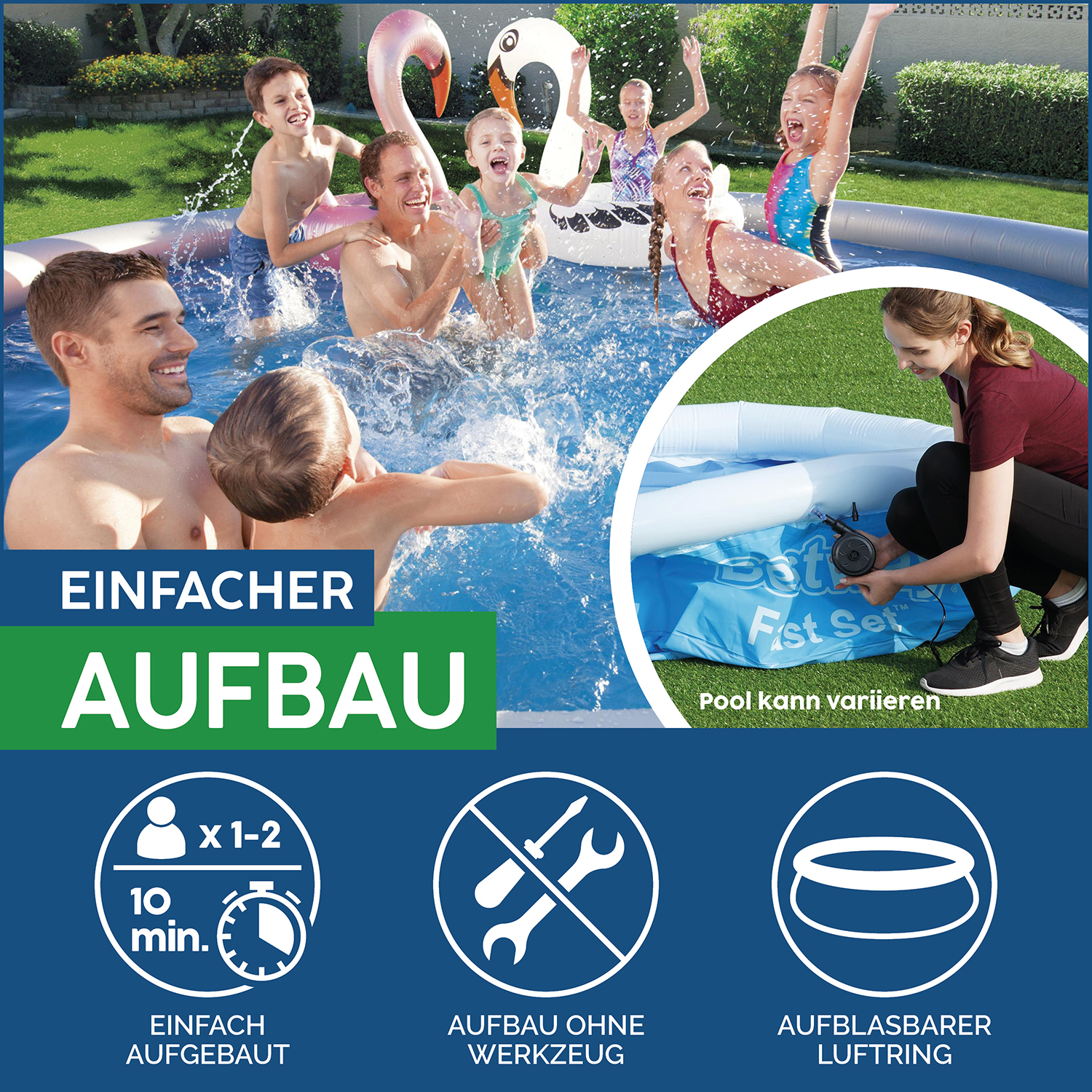 Fast Set™ Aufstellpool-Set mit Filterpumpe Ø 457 x 84 cm, blau, rund