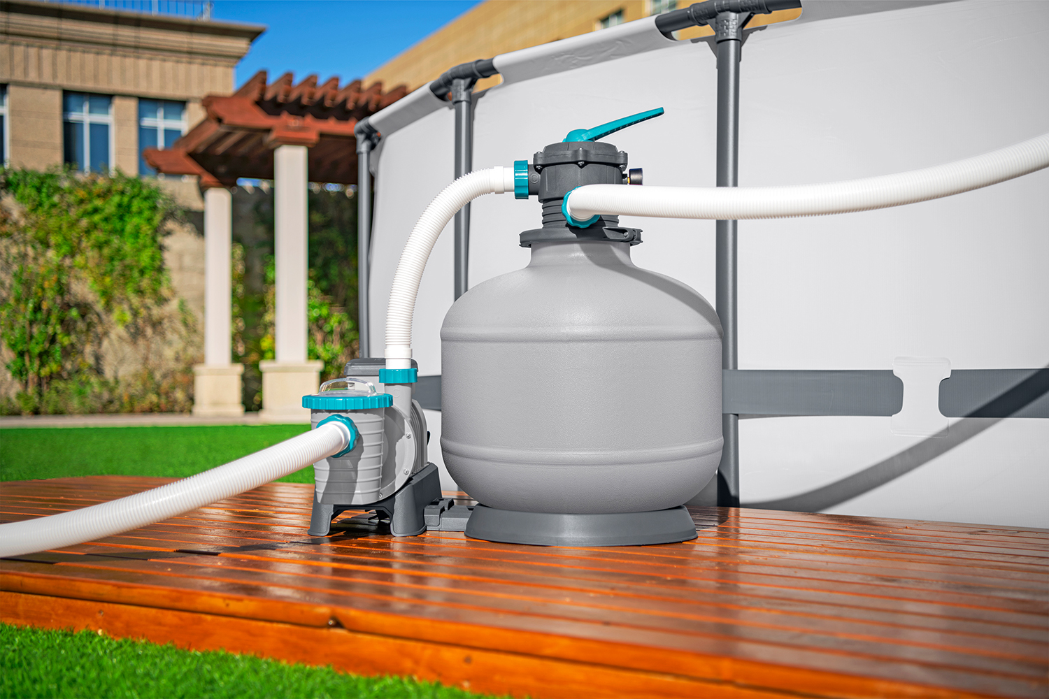 Sandfilteranlage mit Zeitschaltuhr 11.355 l/h, 500 W Sandfilteranlage mit Zeitschaltuhr 11.355 l/h, 500 W