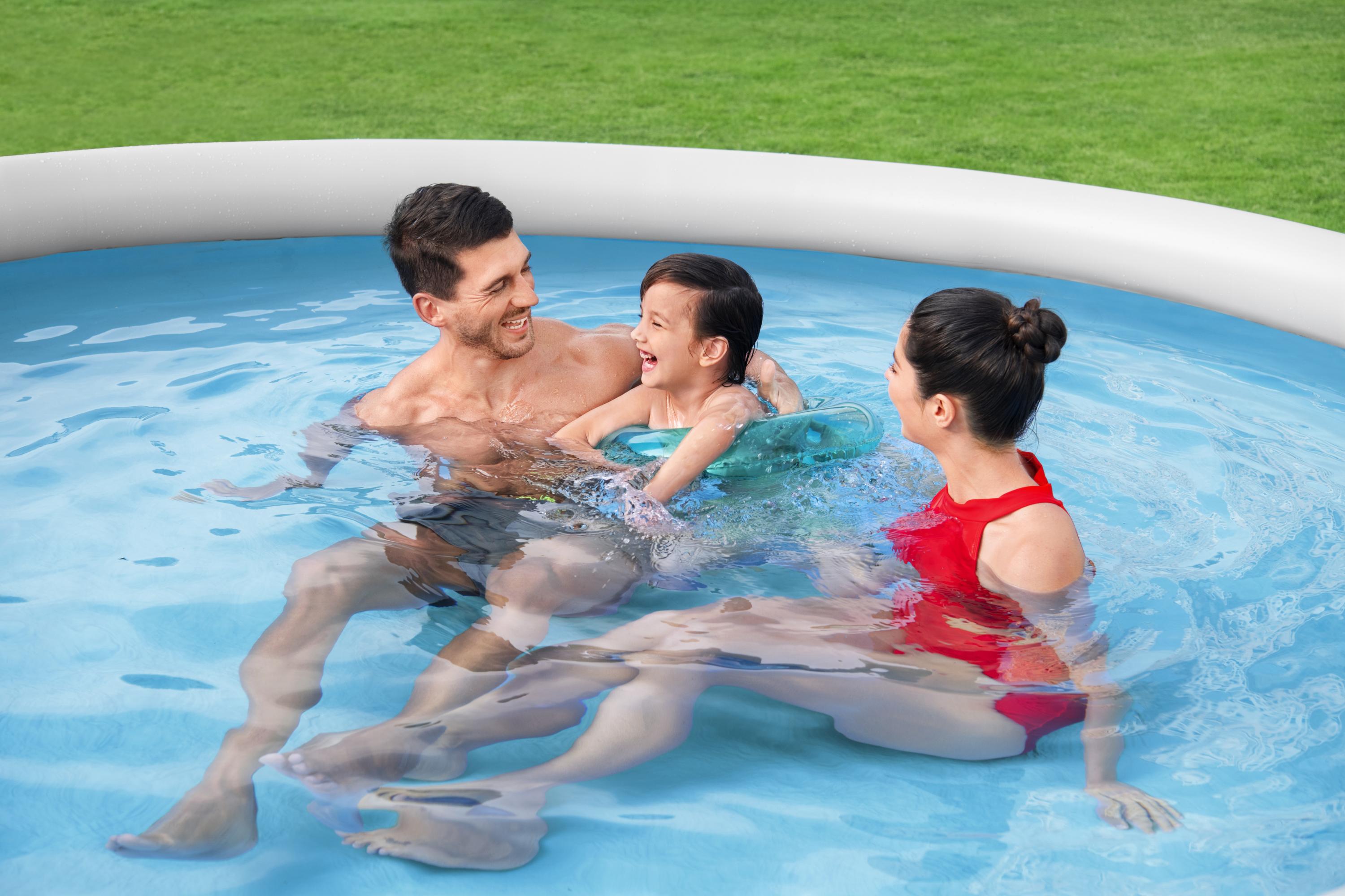 Fast Set™ Aufstellpool-Set mit Filterpumpe Ø 366 x 76 cm, Rattan-Optik (Schiefergrau), rund
