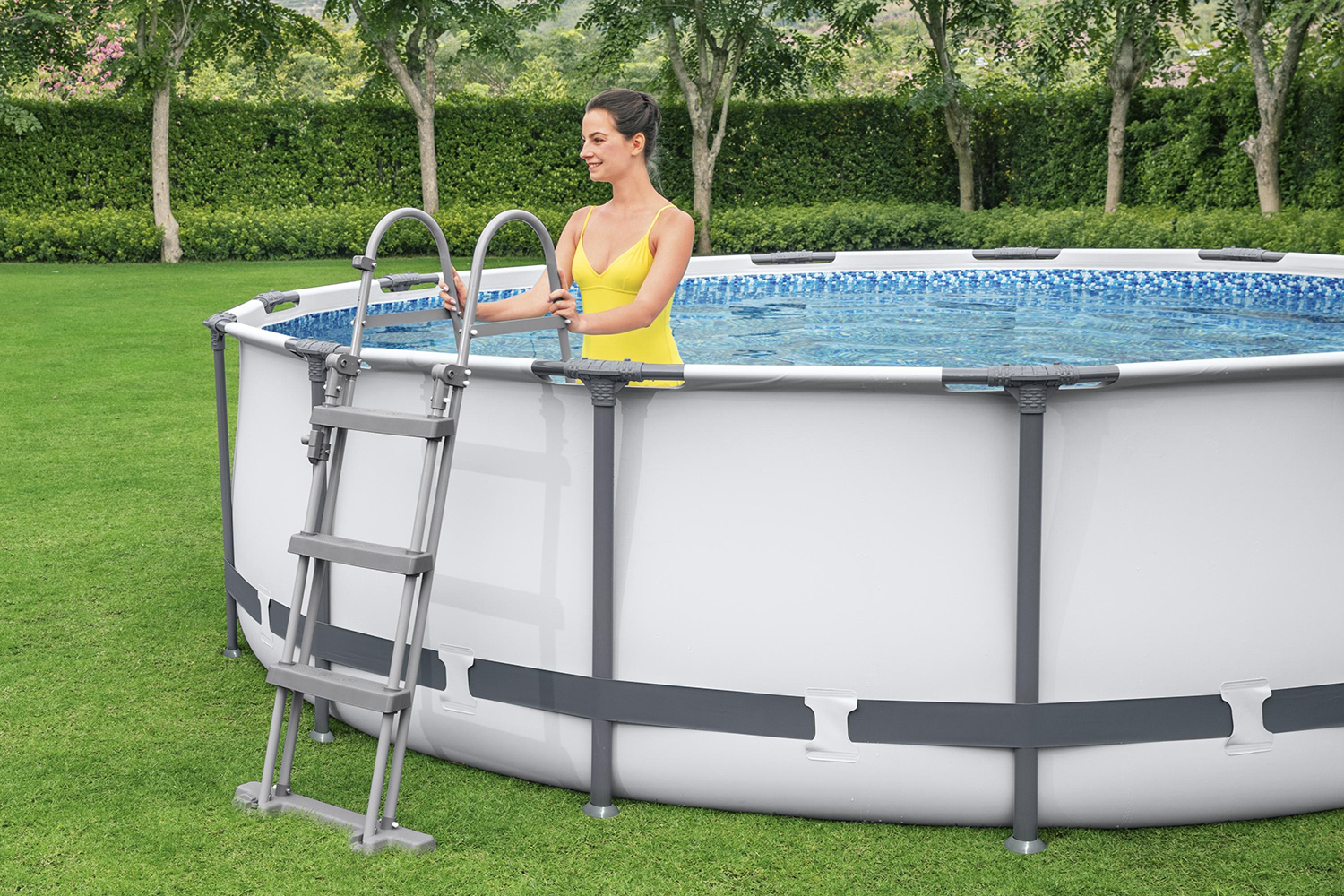 Steel Pro MAX™ Frame Pool Komplett-Set mit Filterpumpe Ø 427 x 107 cm, lichtgrau, rund