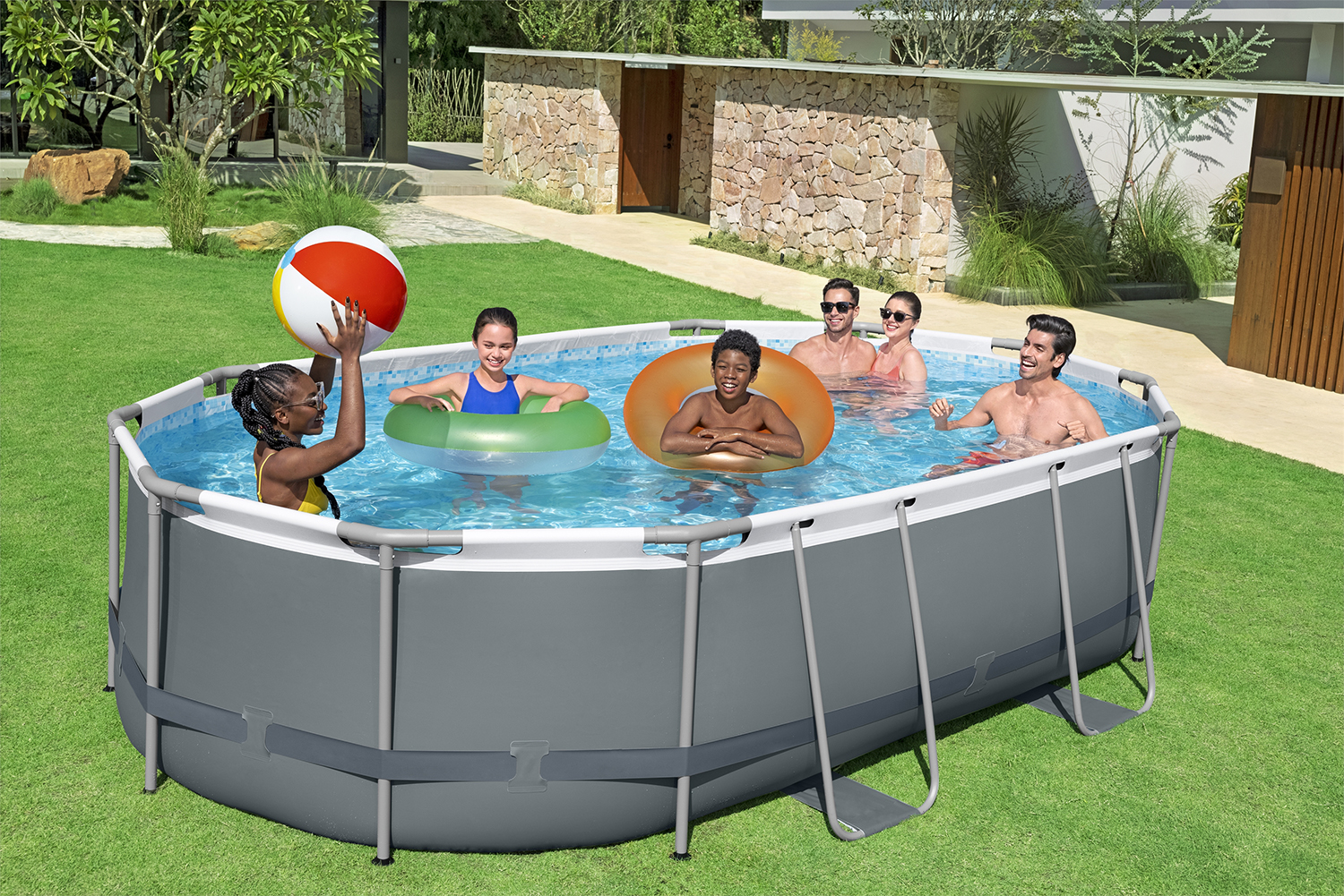 Power Steel 16'x10'x42"/4.88m x3.05m x1.07m Oval Pool