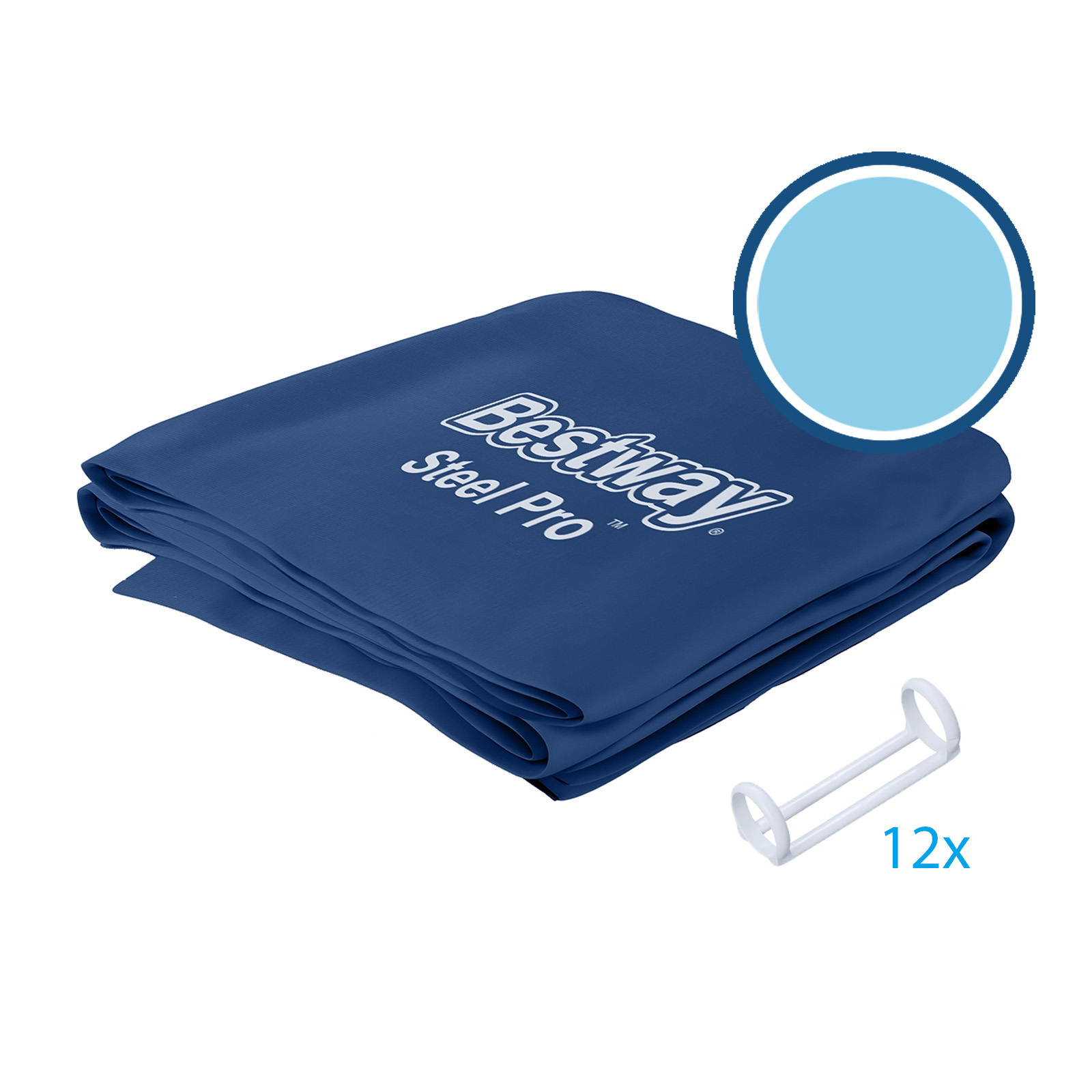 Ersatzteil Poolfolie für Steel Pro 366x76ccm, rund - inklusive Kunststoffring-Set