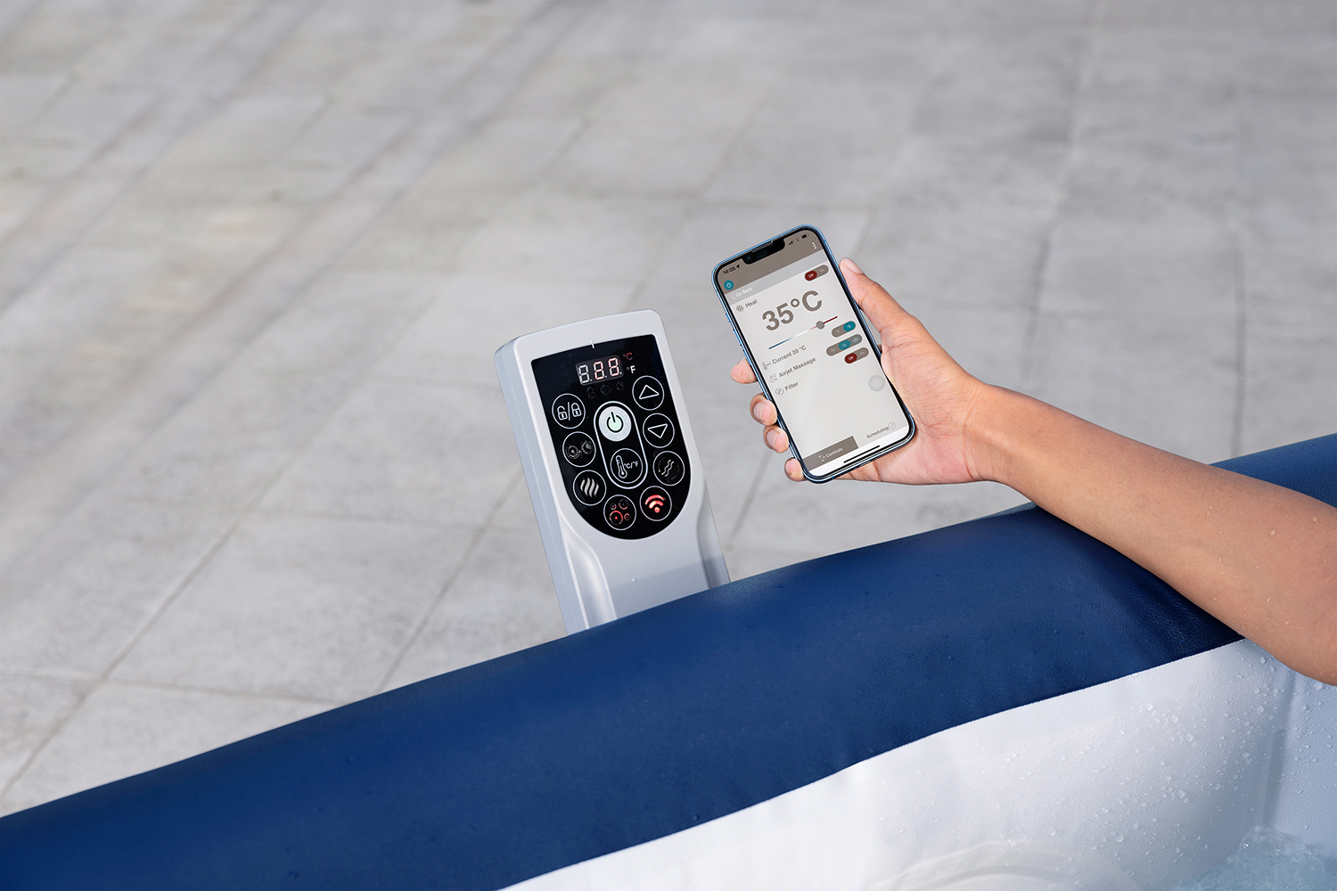 LAY-Z-SPA® Energiespar-Whirlpool Hawaii AirJet™ mit App-Steuerung, für 6 Personen, 180 x 180 x 71 cm, Kobaltblau