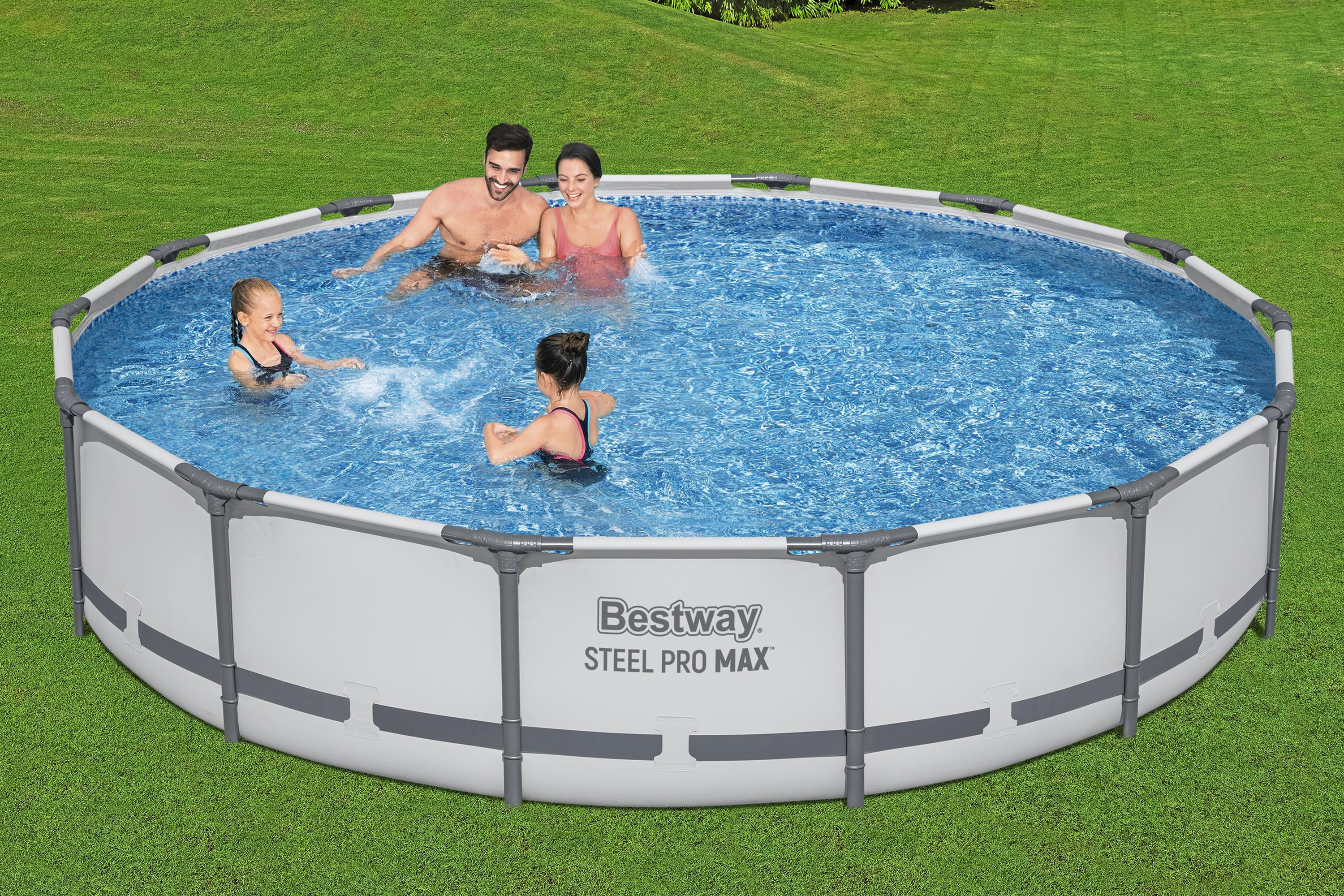 Steel Pro MAX™ Frame Pool Set mit Filterpumpe Ø 427 x 84 cm, lichtgrau, rund