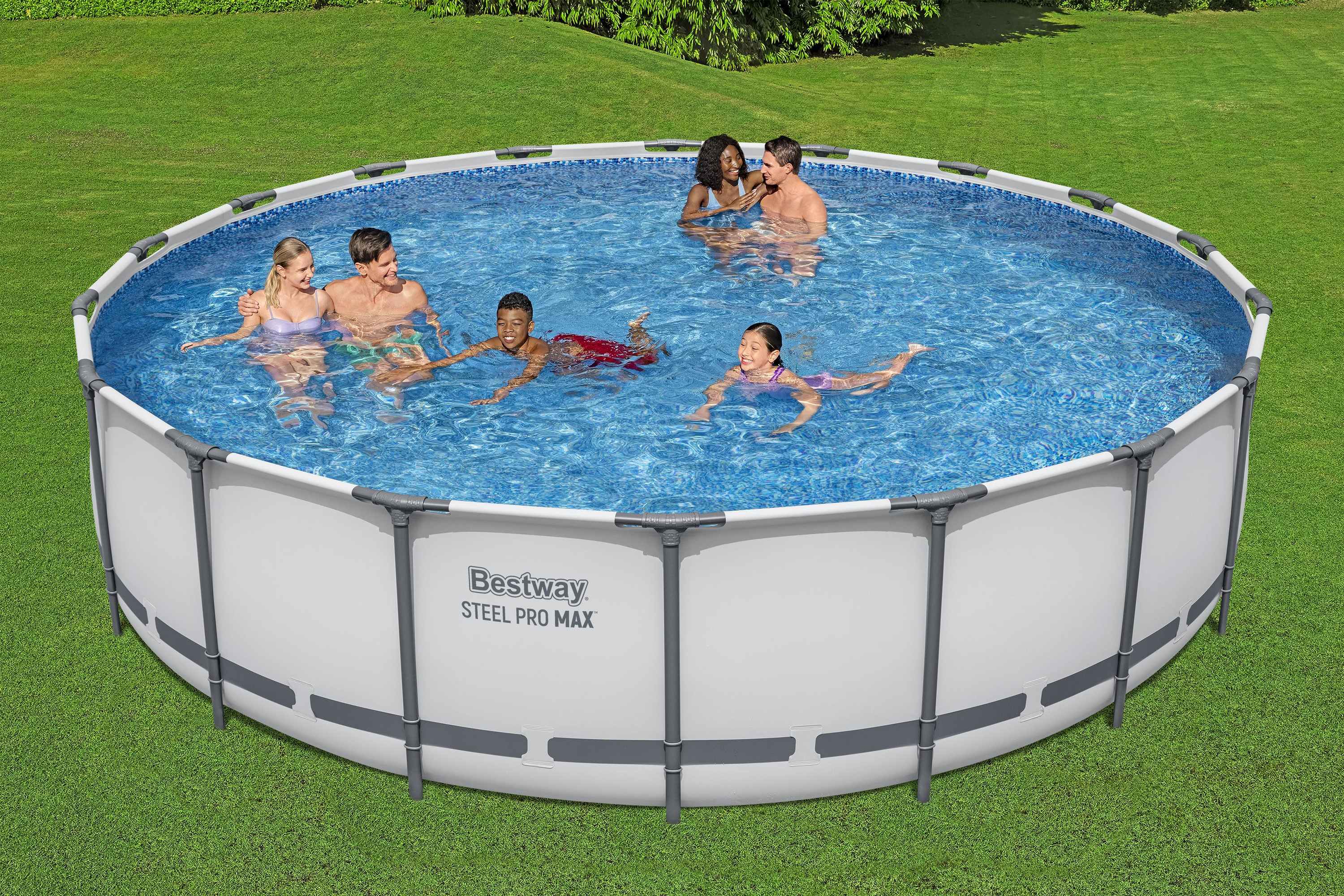 Steel Pro MAX™ Frame Pool Komplett Set mit Filterpumpe Ø 549 x 122 cm, lichtgrau, rund