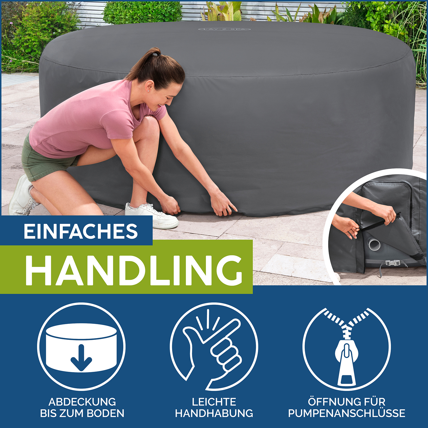 LAY-Z-SPA® Xtras EnergySense™ Plus Thermo-Komplettabdeckung Ø 216 x 80 cm, rund