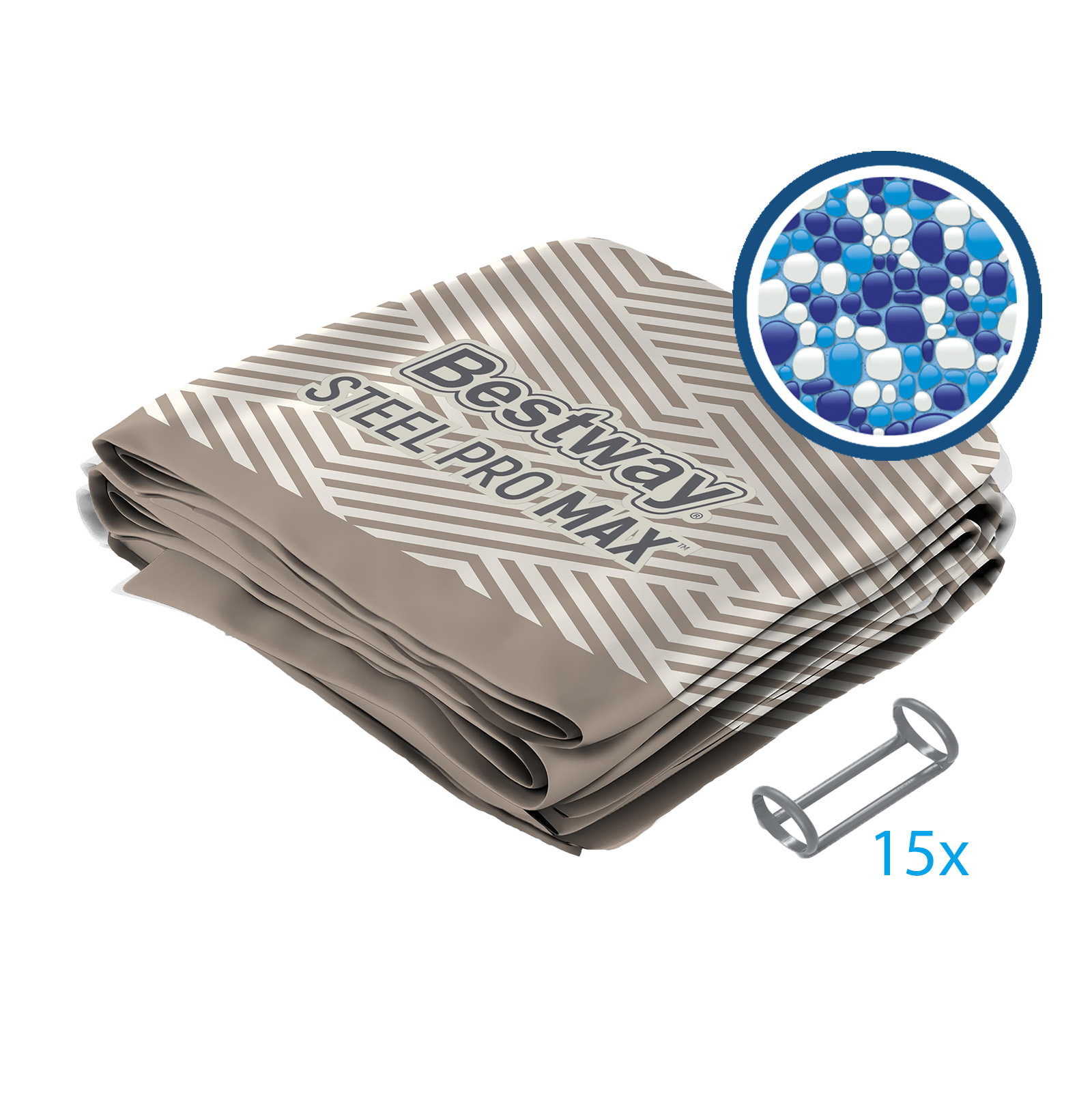 Ersatzteil Poolfolie für Steel Pro MAX 396x107cm, rund - inklusive Kunststoffring-Set