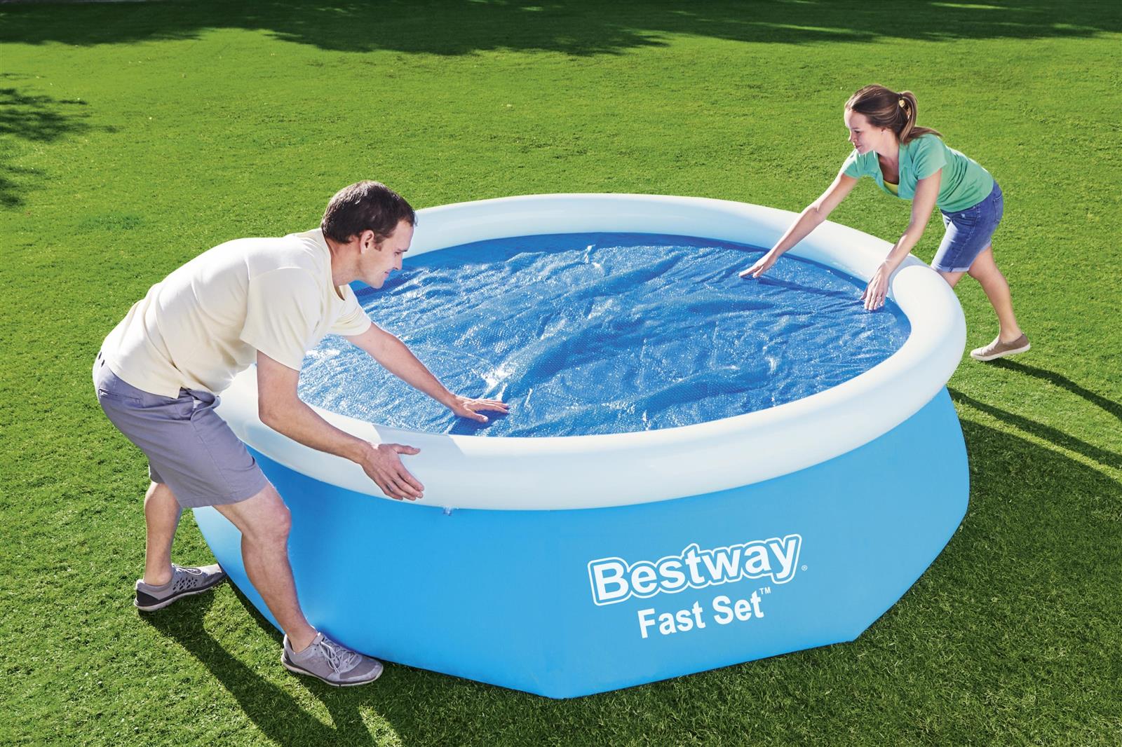 Flowclear™ PE-Solarabdeckplane Ø 289 cm, blau, rund
