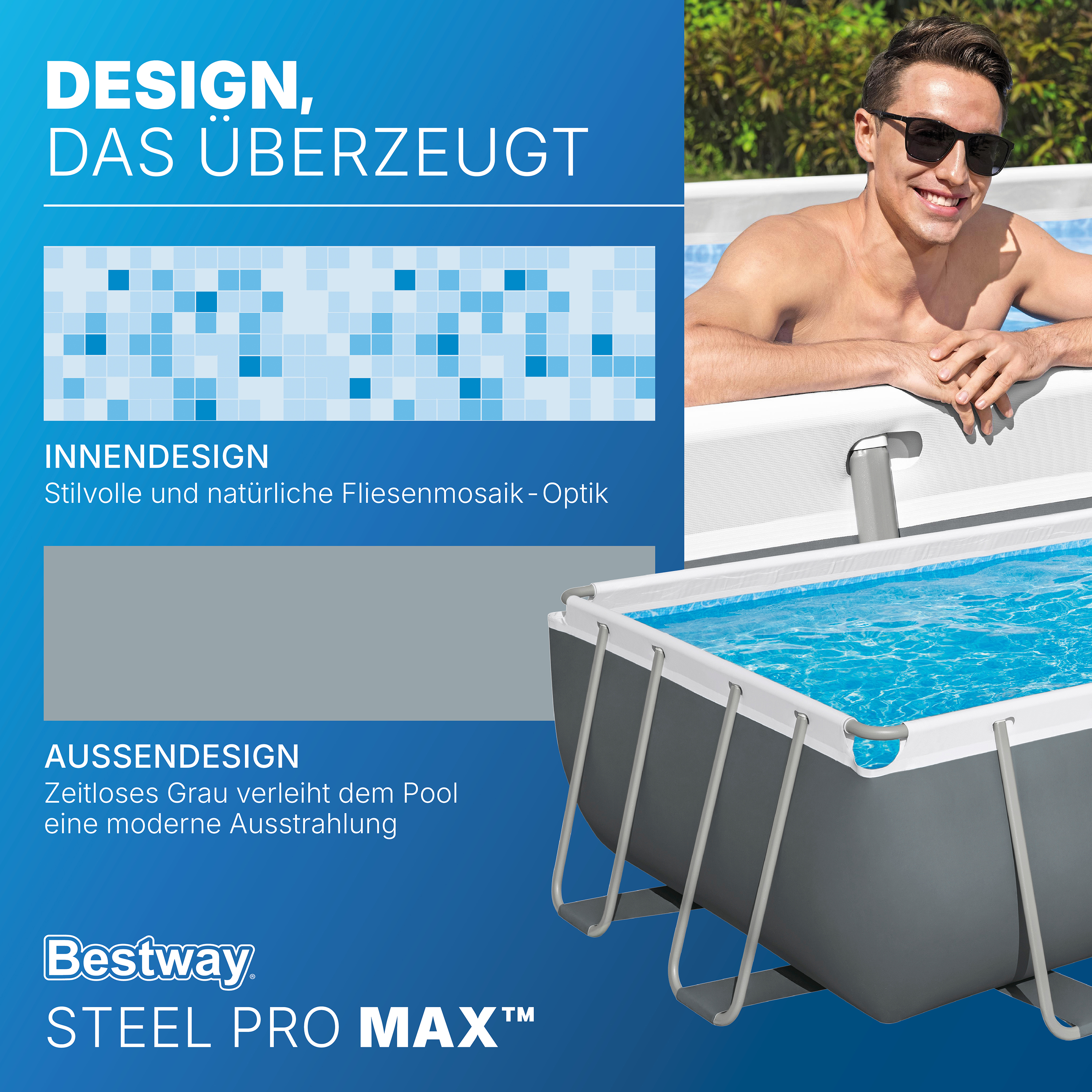 Steel  Pro MAX™ Solo Pool ohne Zubehör 549 x 274 x 122 cm, grau, eckig