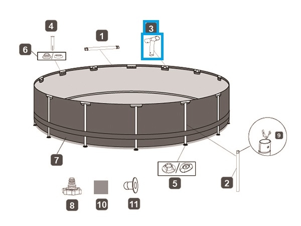 Bestway® Spare Part T-connector (white) for Steel Pro™ pools Ø 244 x 61/76 cm, round Bestway® Spare Part T-connector (white) for Steel Pro™ pools Ø 244 x 61/76 cm, round