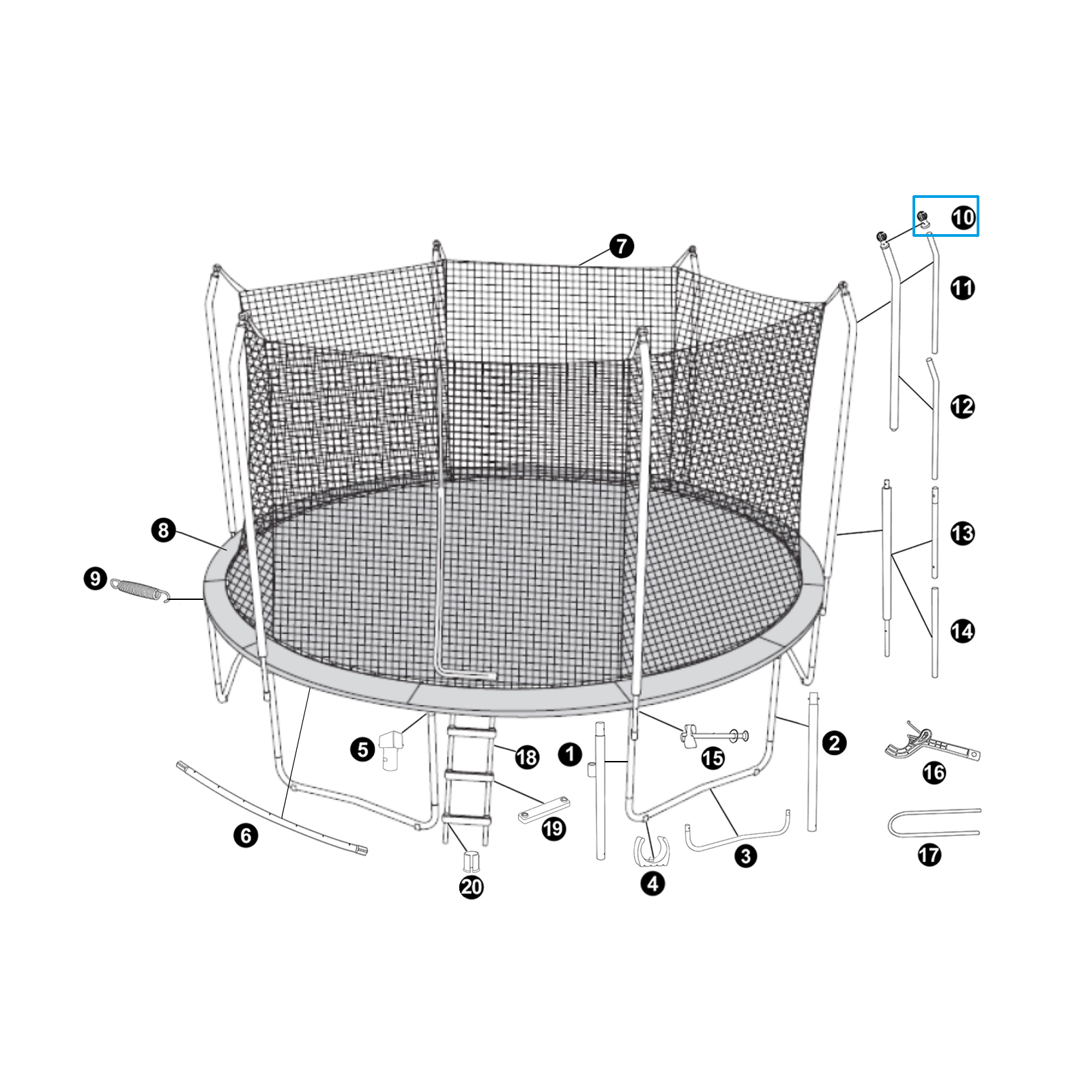 Bestway® Spare Part Support Cap for 14' x 9'4.5"/4.27m x 2.86m Xtreme Air Trampoline