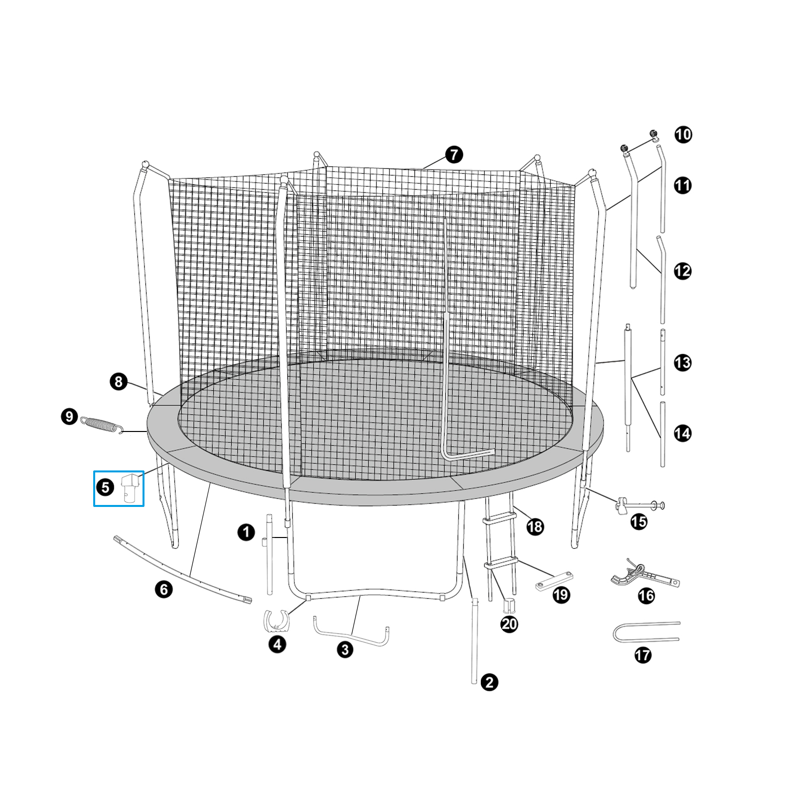 Bestway® Spare Part T Connector for 12' x 9'1"/3.66m x 2.78m Xtreme Air Trampoline