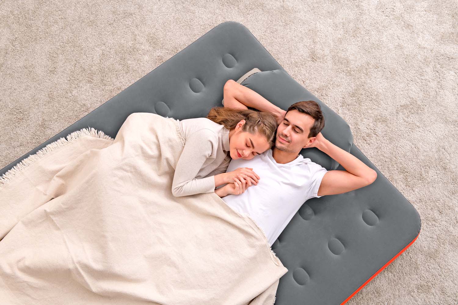 Doppelluftbett Roll & Relax mit Kissenpumpe 203 x 152 x 22 cm