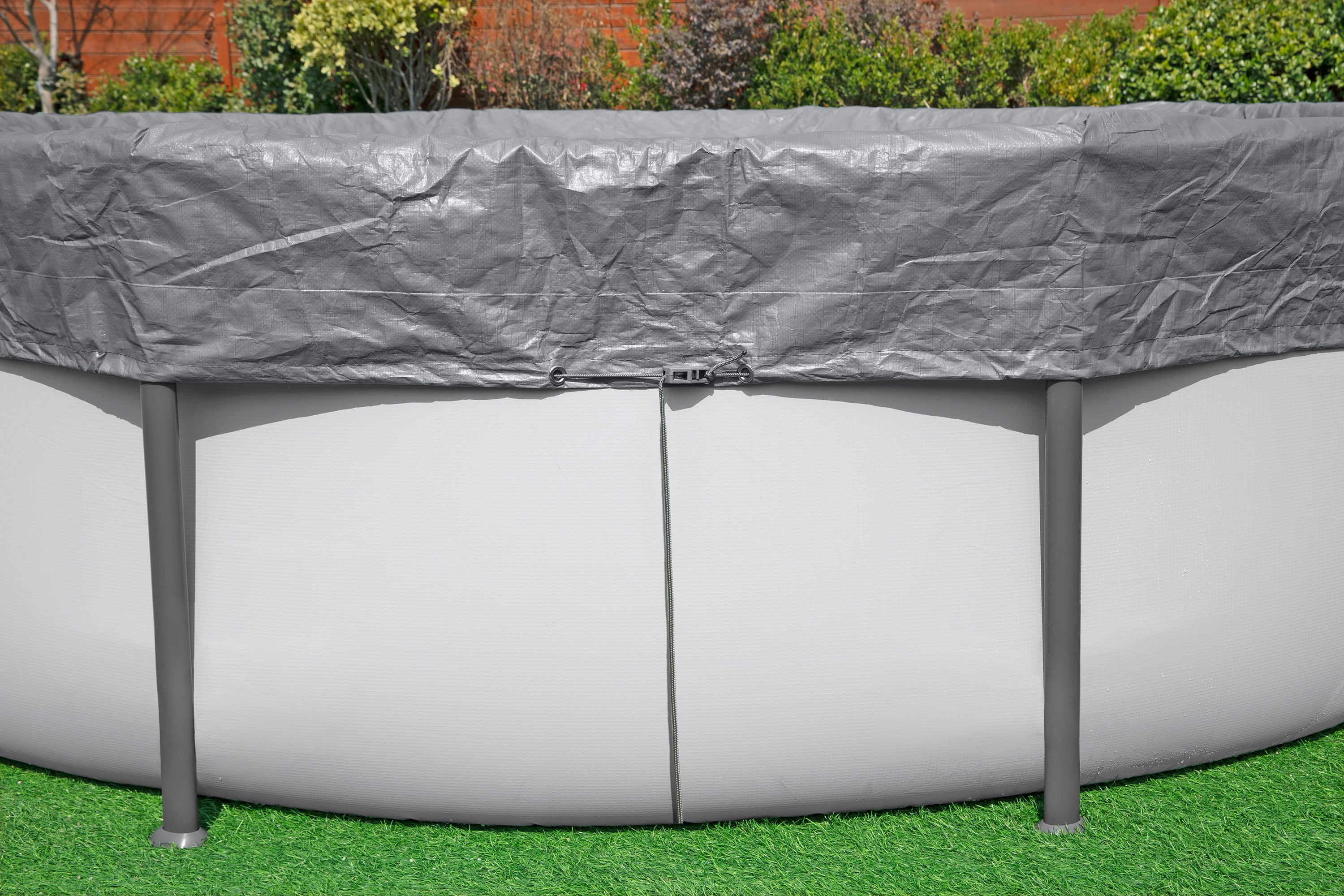 Winterfeste Premium Abdeckplane Ø 305 cm, grau, rund