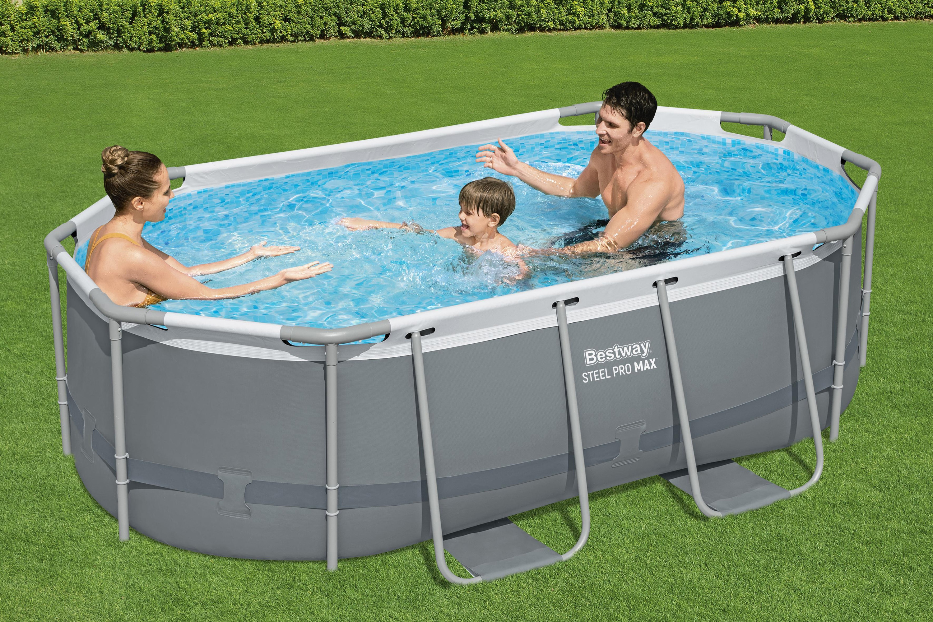 Steel Pro MAX™ Solo Pool ohne Zubehör 305 x 200 x 84 cm, grau, oval