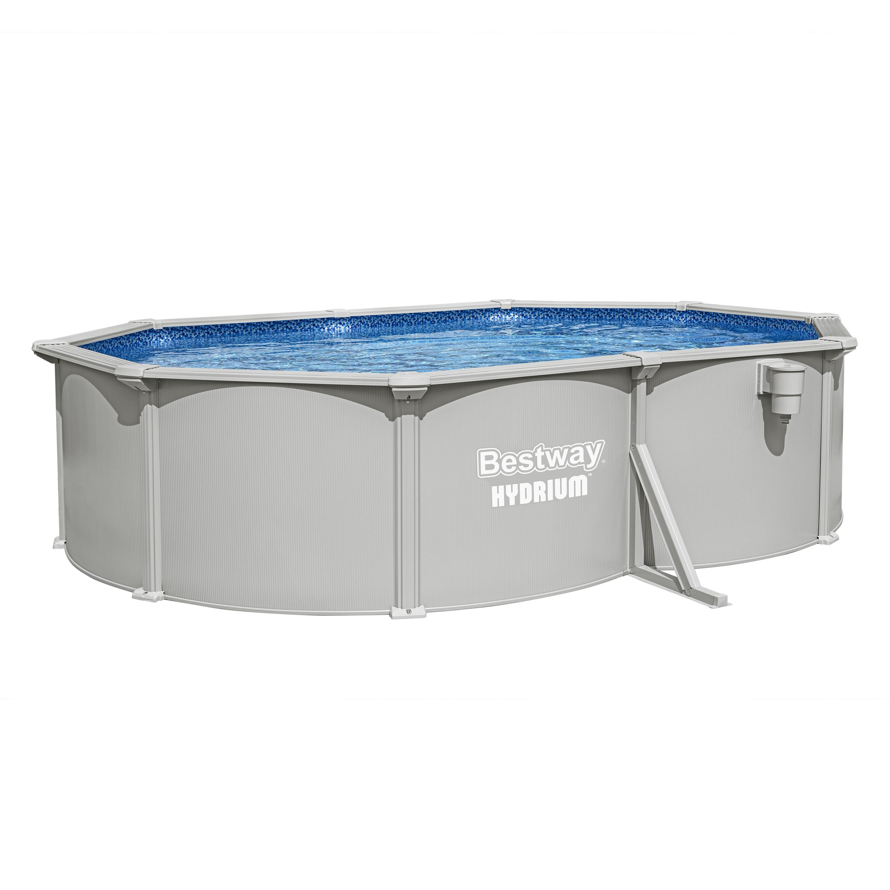 Hydrium™ Stahlwandpool Komplett Set mit Sandfilteranlage 500 x 366 x 122 cm, granitgrau, oval