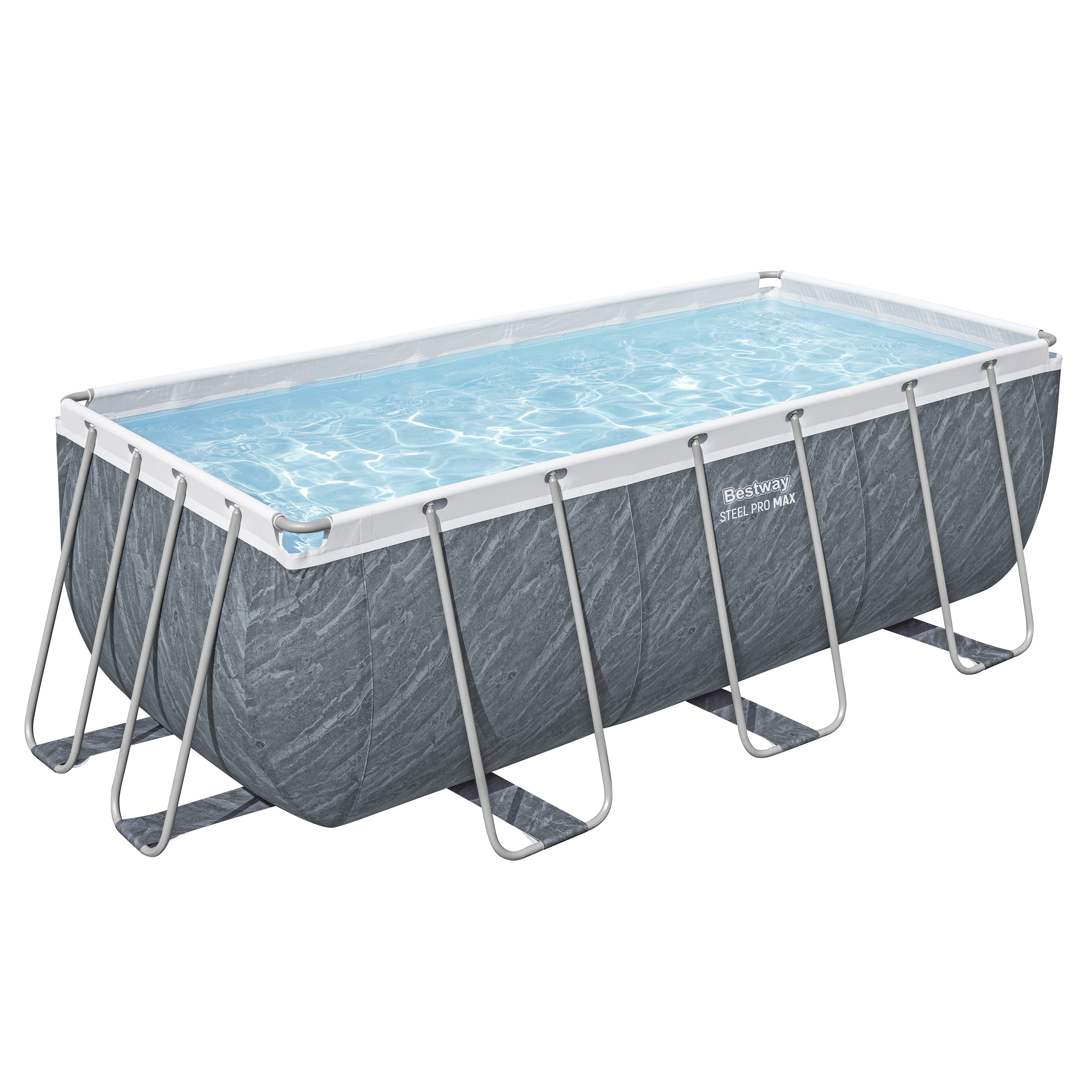 Steel Pro MAX™ Solo Pool ohne Zubehör 412 x 201 x 122 cm, Marmor-Optik (Schiefergrau), eckig
