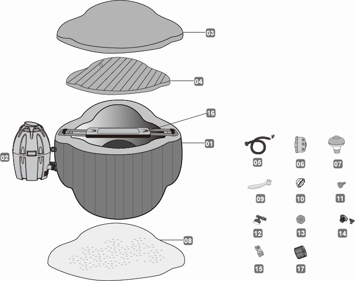Bestway® Spare Part Water inlet/outlet nut (including screws & O-ring ) for LAY-Z-SPA® AirJet™ pump