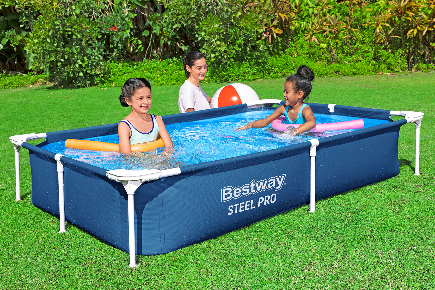 Steel Pro® Frame Pool ohne Pumpe 221 x 150 x 43 cm, dunkelblau, eckig