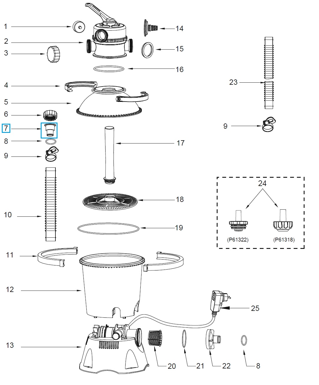 Bestway® Spare Part Hose adapter for Flowclear™ sand filter unit (2.006 / 3.028 / 3.785 l/h) Bestway® Spare Part Hose adapter for Flowclear™ sand filter unit (2.006 / 3.028 / 3.785 l/h)