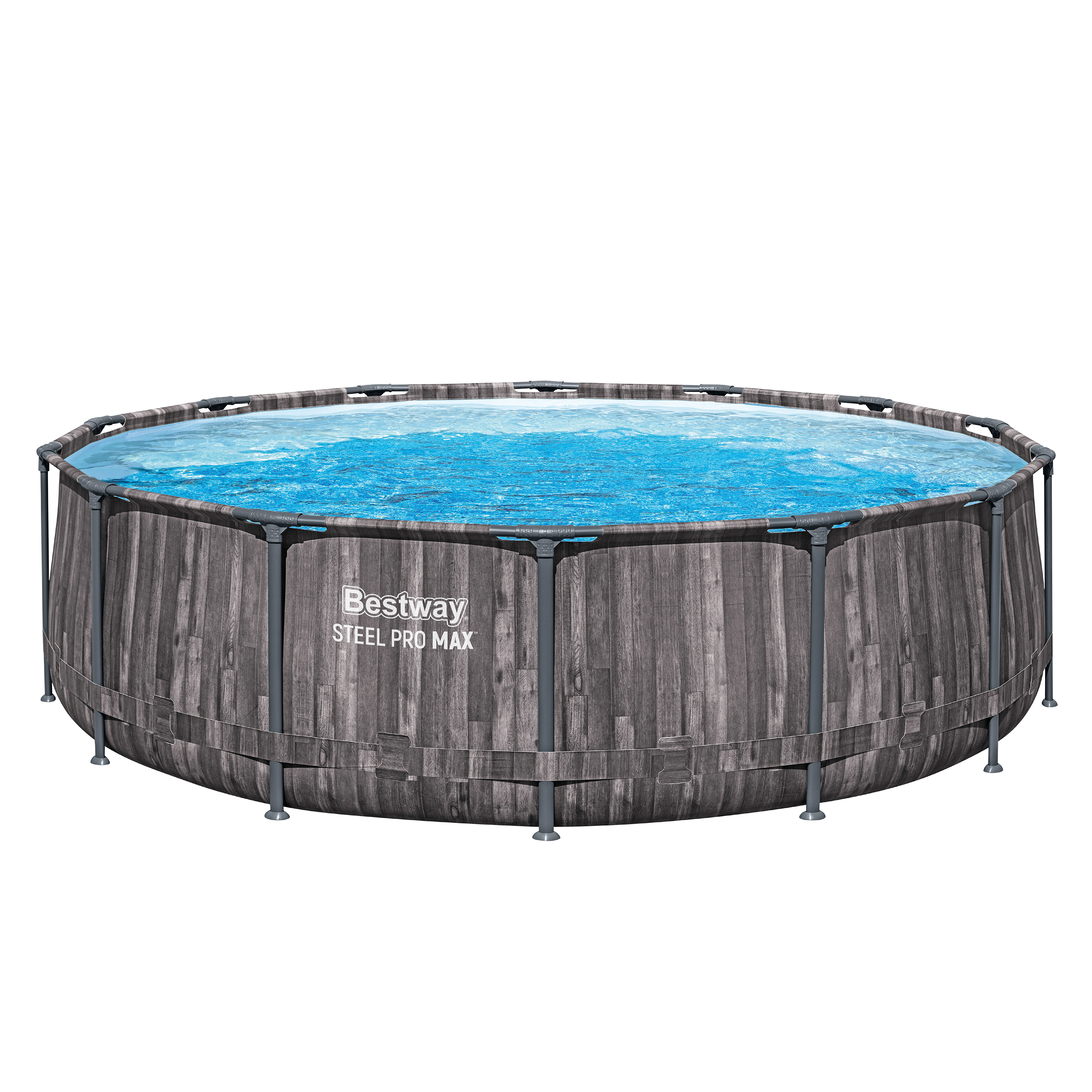 Steel Pro MAX™ Solo Pool ohne Zubehör Ø 427 x 107 cm, Holz-Optik (Mooreiche), rund