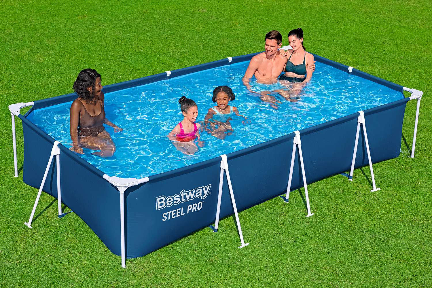 Steel Pro® Frame Pool ohne Pumpe 400 x 211 x 81 cm, dunkelblau, eckig