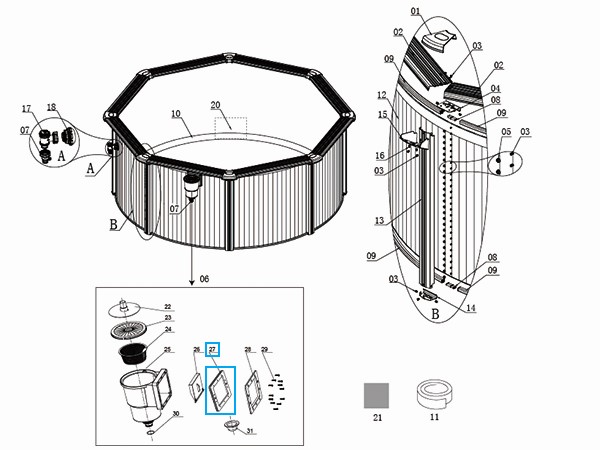 Bestway® Spare Part Skimmer gasket for Hydrium™ steel wall pools Bestway® Spare Part Skimmer gasket for Hydrium™ steel wall pools