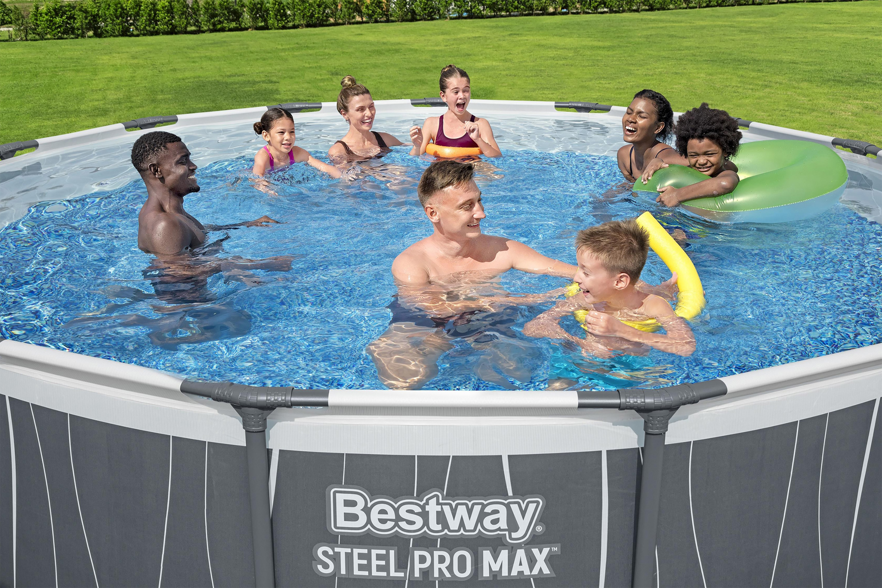 Steel Pro MAX™ Solo Pool ohne Zubehör Ø 457 x 107 cm, LED-Design, rund