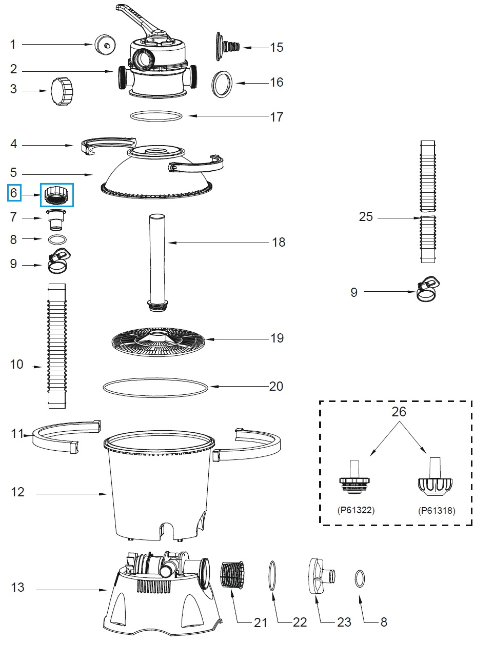 Bestway® Spare Part Hose nut all Flowclear™ sand filter unit (from 2019)