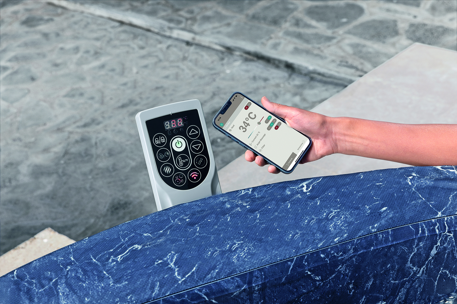 LAY-Z-SPA® Energiespar-Whirlpool Toronto AirJet™ mit Schaumstoffpaneelen & App-Steuerung, für 7 Personen Ø 190 x 70 cm