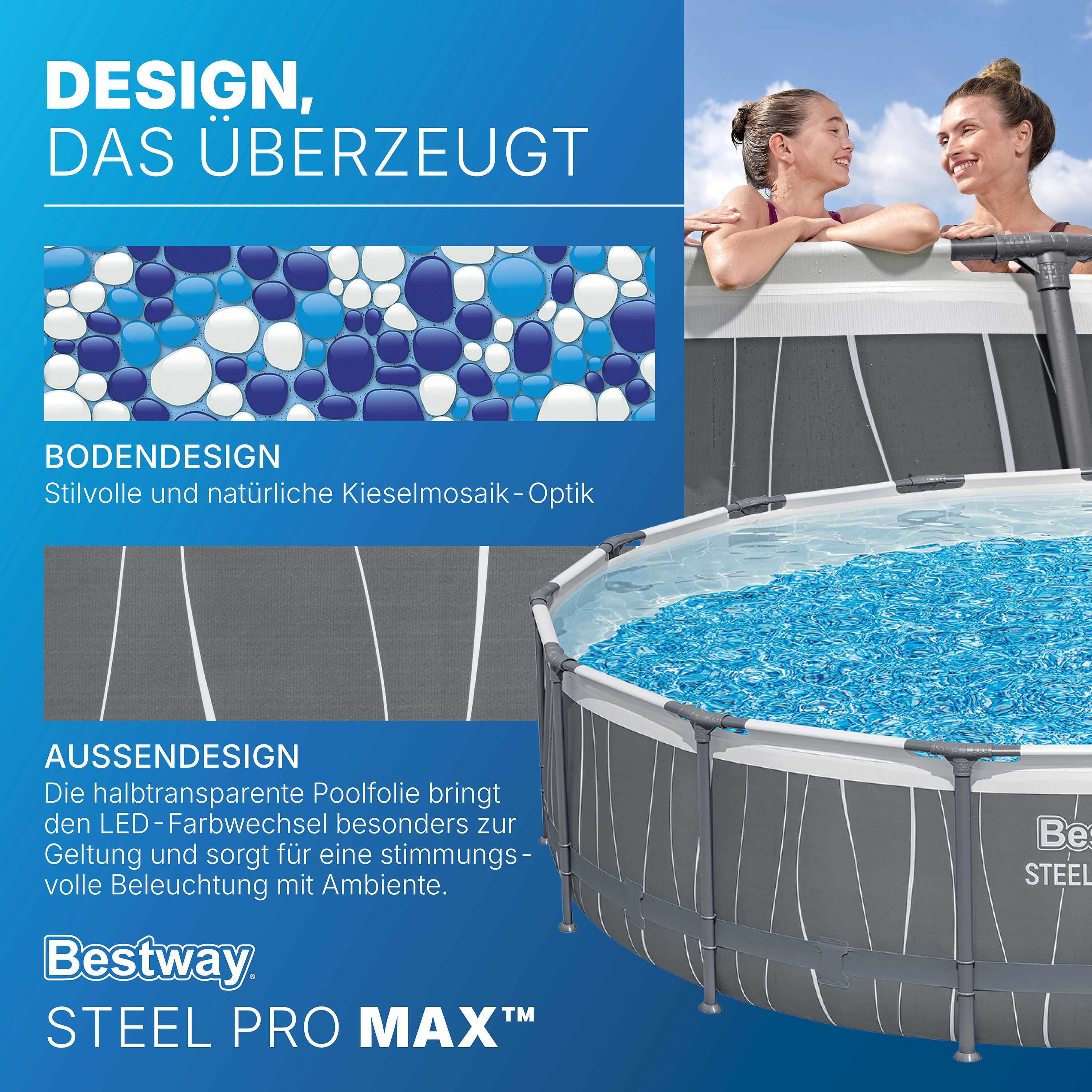 Steel Pro MAX™ Solo Pool ohne Zubehör Ø 457 x 107 cm, LED-Design, rund