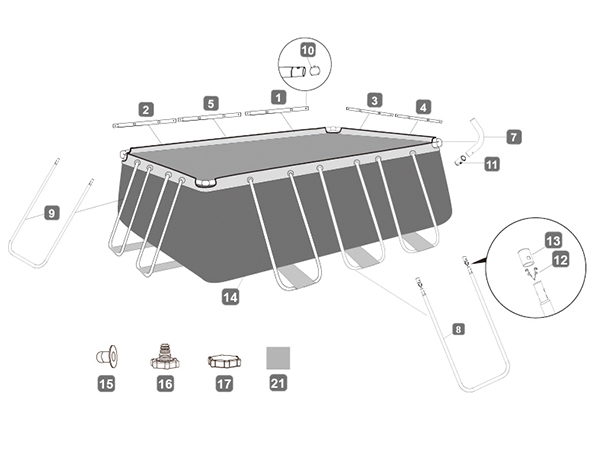 Bestway® Spare Part C-connector cap (white) for various Power Steel™ pools (2018), angular Bestway® Spare Part C-connector cap (white) for various Power Steel™ pools (2018), angular