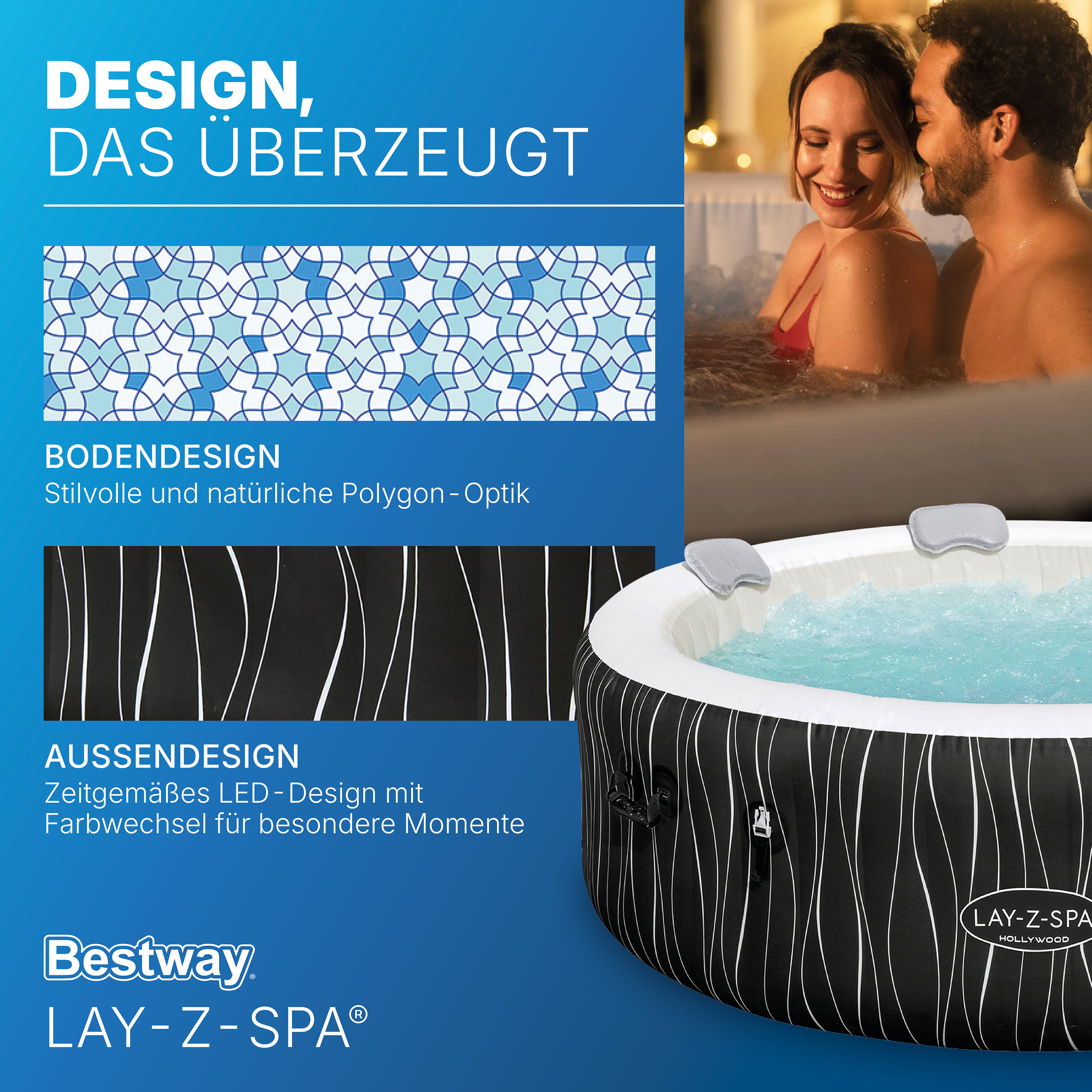 LAY-Z-SPA® LED Whirlpool Hollywood AirJet™ Ø 196 x 66 cm, rund