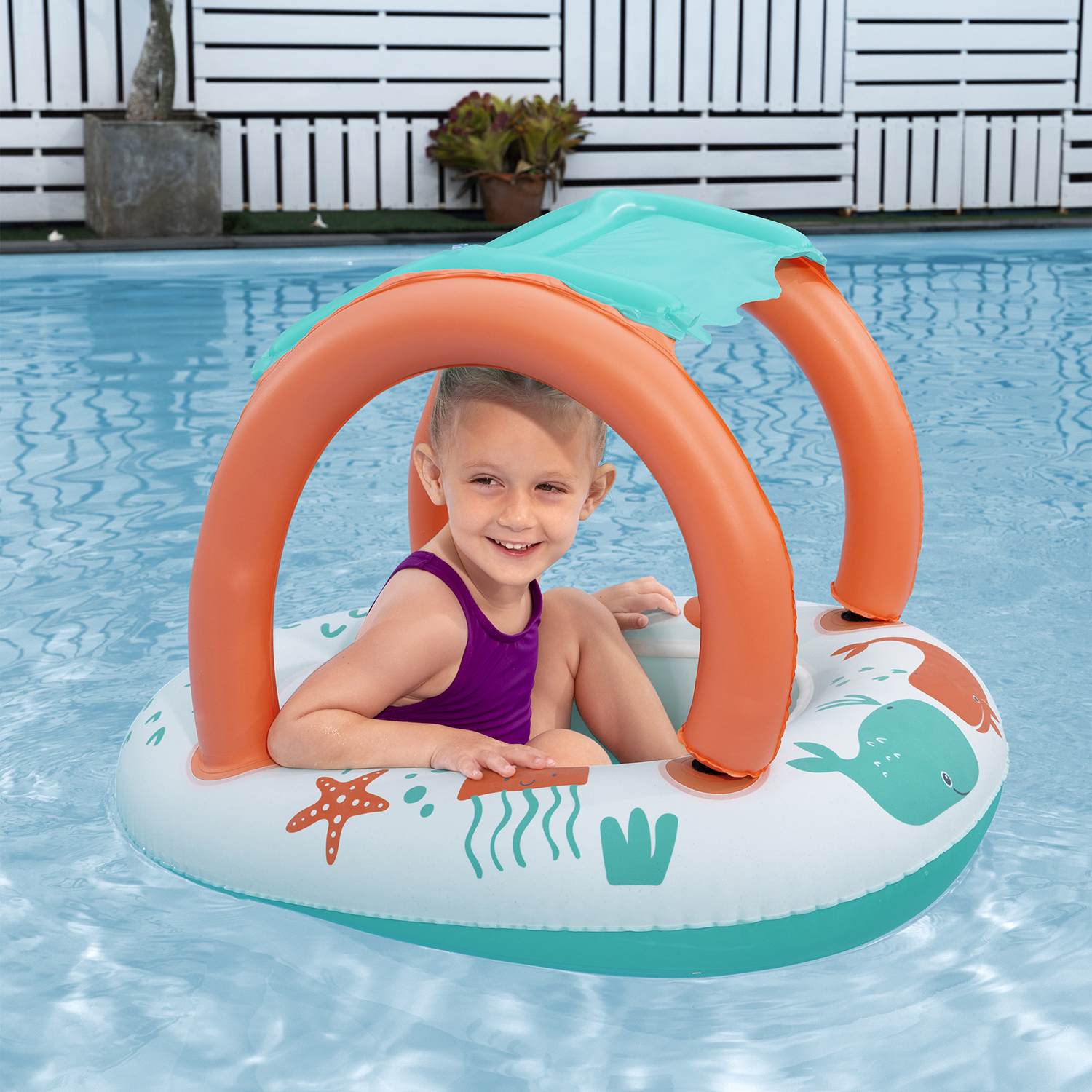 Kinder-Schlauchboot Comfort Plush™ mit Sonnenschutzdach 78 x 61,5 x 56,5 cm