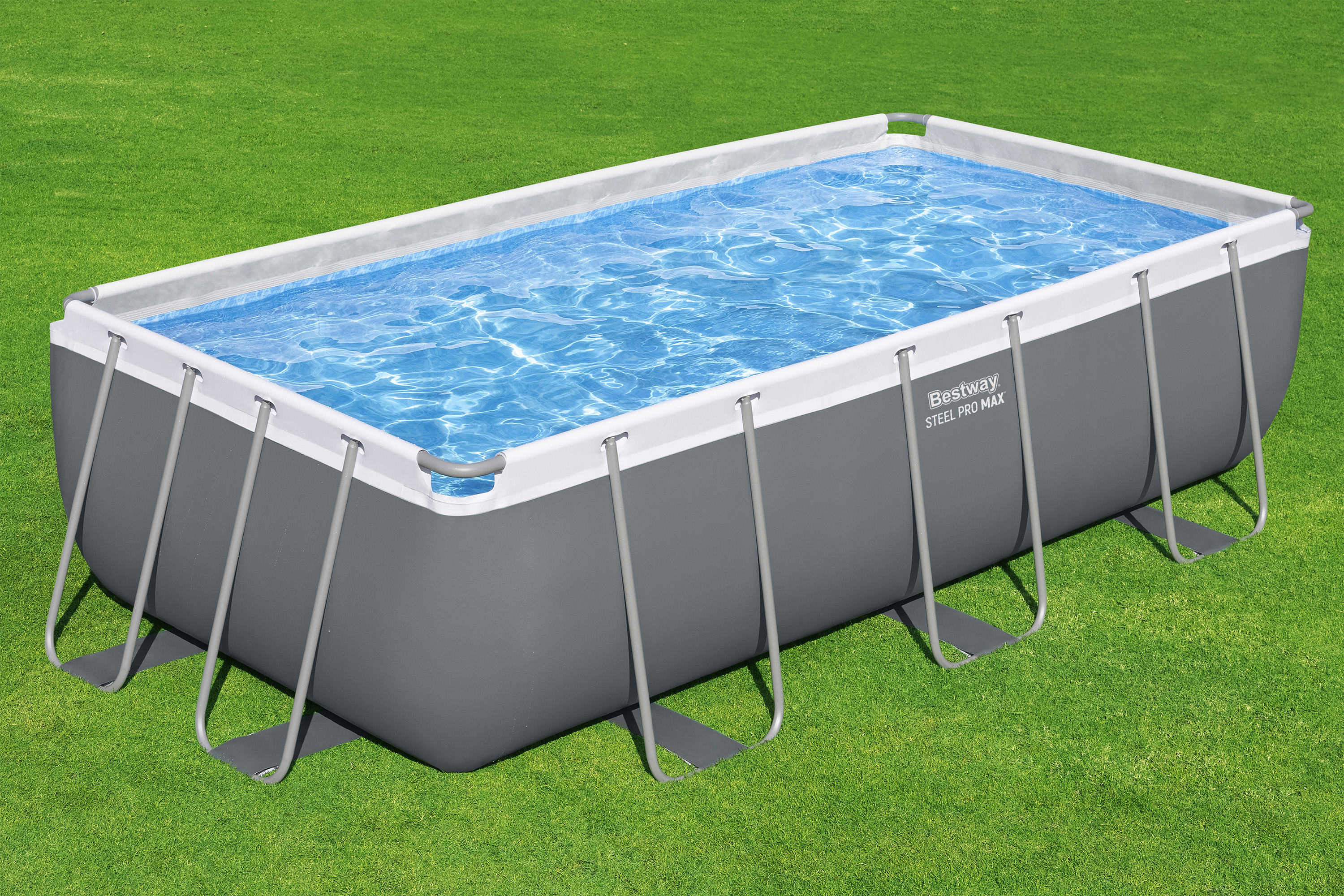 Steel Pro MAX™ Frame Pool Set mit Sandfilteranlage 404 x 201 x 100 cm, grau, eckig