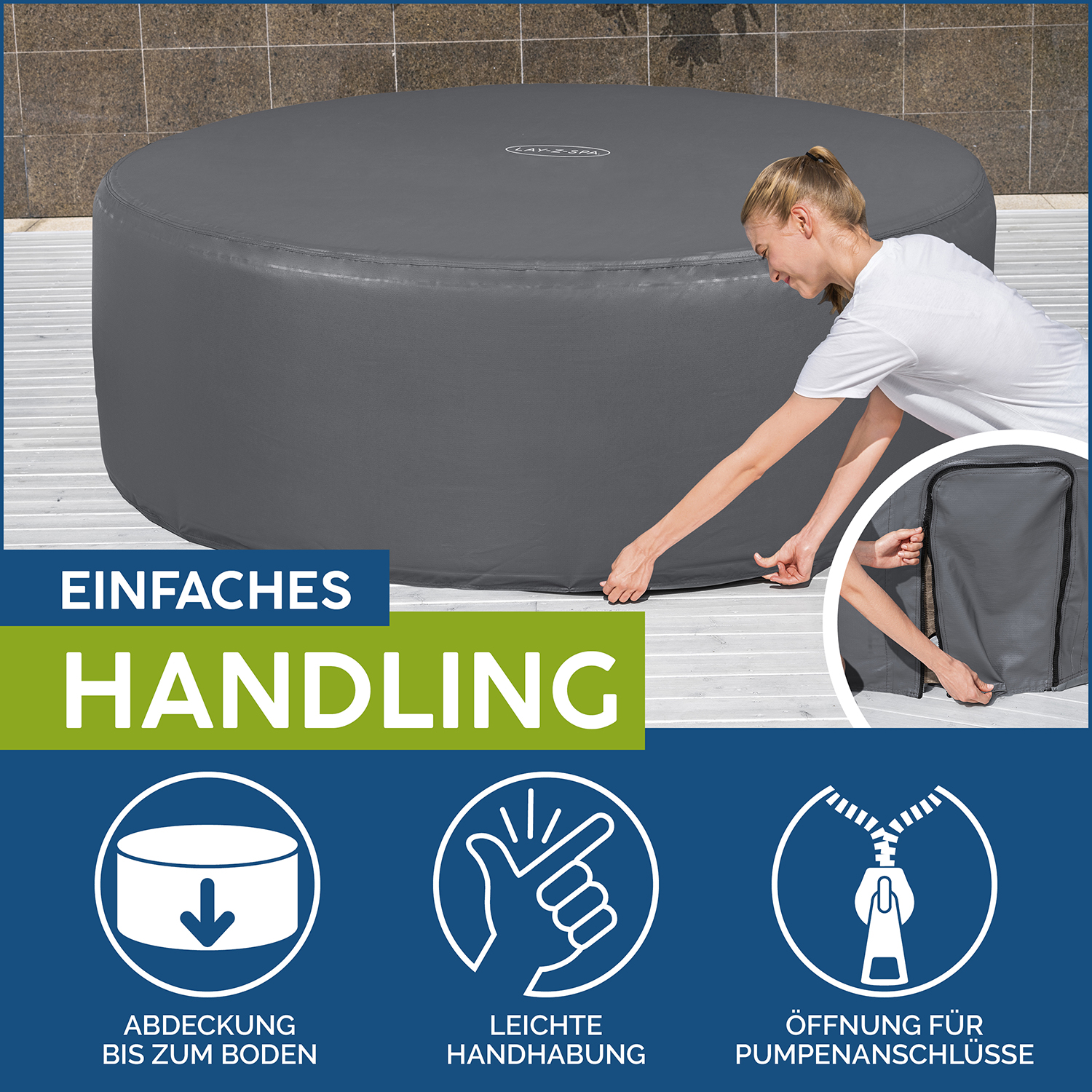 LAY-Z-SPA® Xtras  EnergySense™ Plus Thermo-Komplettabdeckung Ø 196 x 71 cm, rund LAY-Z-SPA® Xtras  EnergySense™ Plus Thermo-Komplettabdeckung Ø 196 x 71 cm, rund