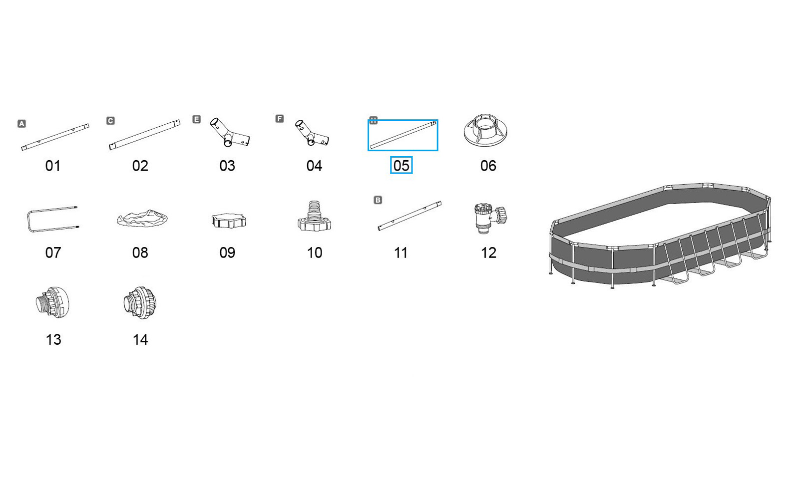 Bestway® Spare Part Vertical pool leg (grey) for Power Steel™ pool 732x366x122 cm, oval Bestway® Spare Part Vertical pool leg (grey) for Power Steel™ pool 732x366x122 cm, oval