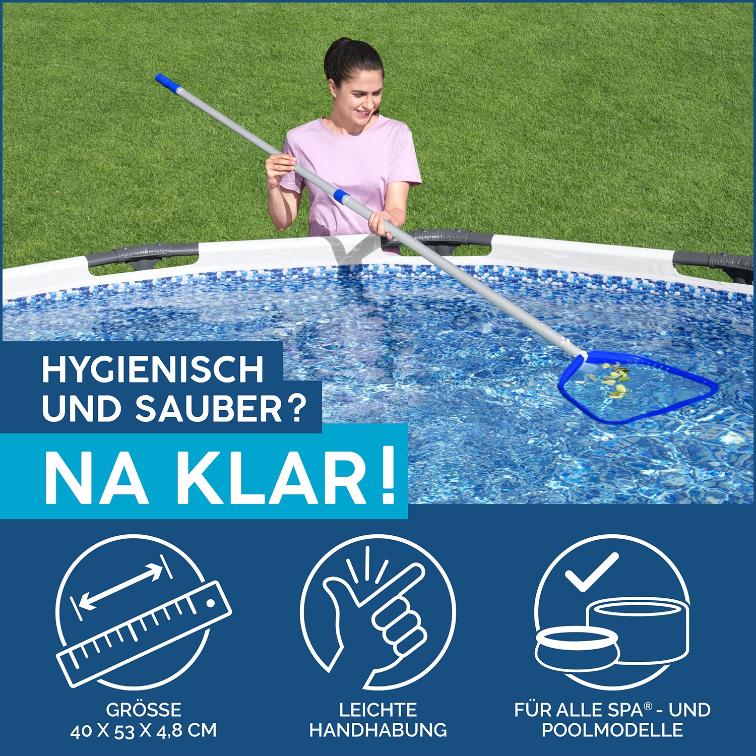 Flowclear™ Poolkescher AquaScoop™ Deluxe für Bestway® Teleskopstange 40 x 53 x 4,8 cm