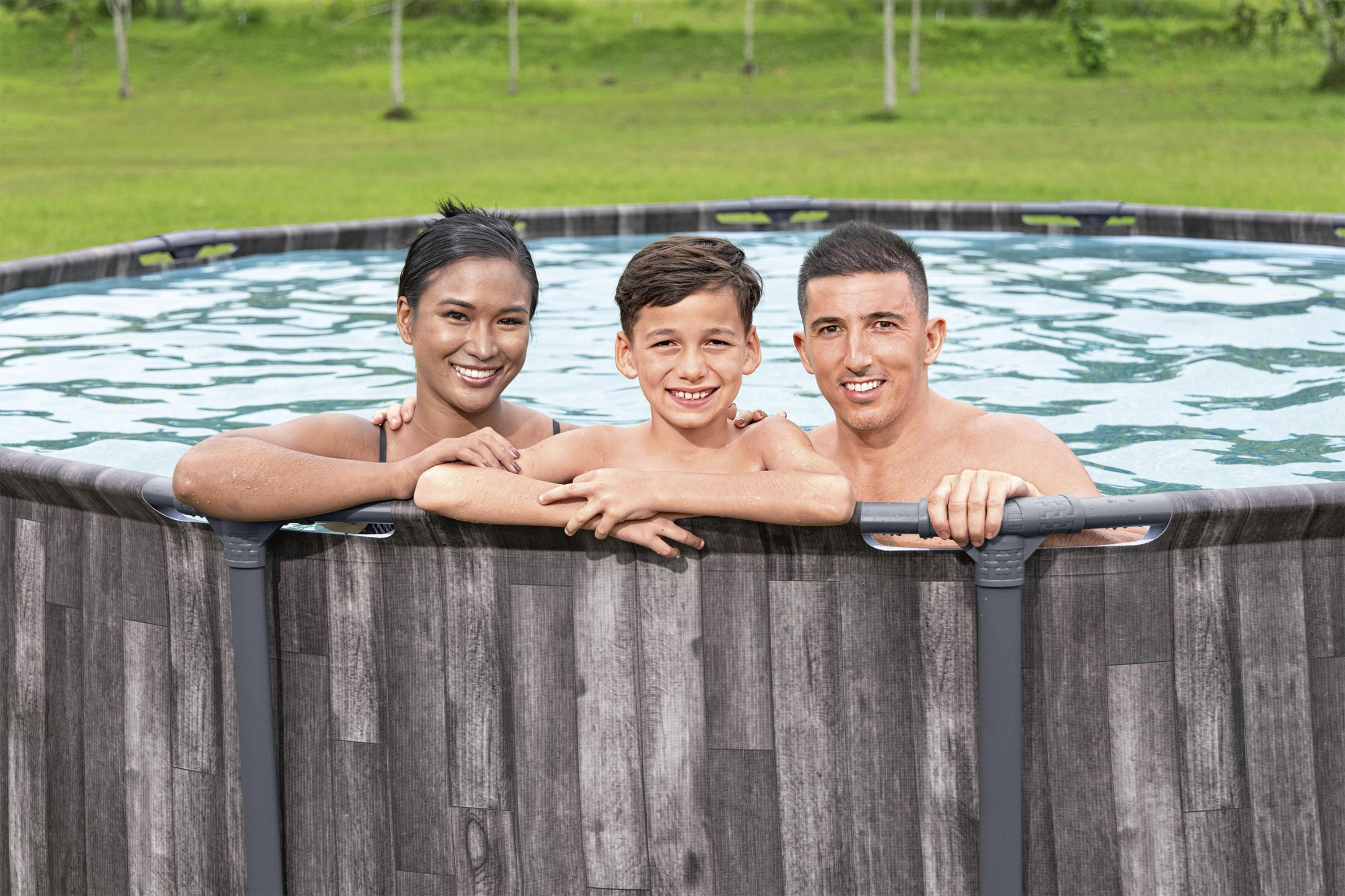 Steel Pro MAX™ Solo Pool ohne Zubehör Ø 427 x 107 cm, Holz-Optik (Mooreiche), rund