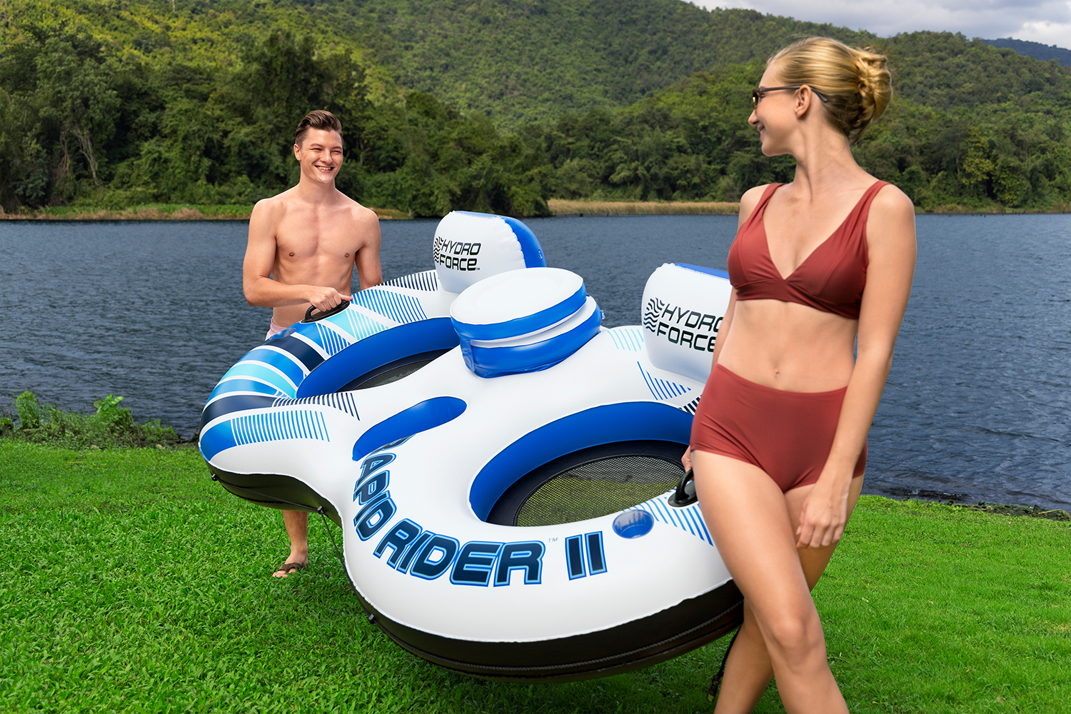 Hydro Force® 2-Personen-Schwimmring Rapid Rider™ II mit Rückenlehne 251 x 132 cm