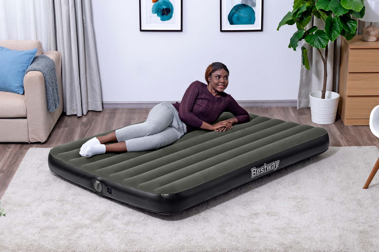 TriTech™ Doppelluftbett mit mobiler, akkubetriebener Elektropumpe 203 x 152 x 25 cm