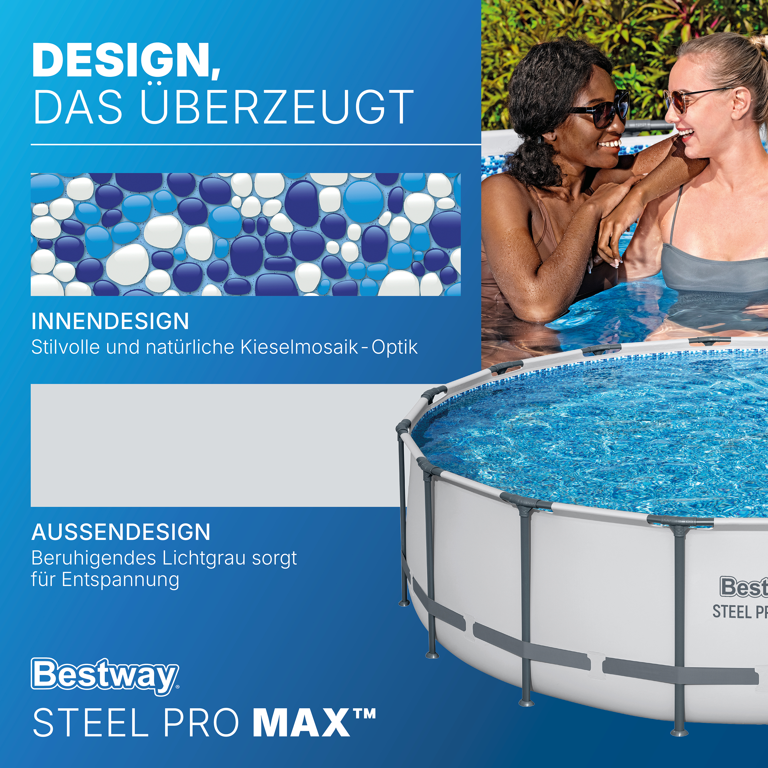 Steel Pro MAX™ Solo Pool ohne Zubehör Ø 488 x 122 cm, lichtgrau, rund Steel Pro MAX™ Solo Pool ohne Zubehör Ø 488 x 122 cm, lichtgrau, rund