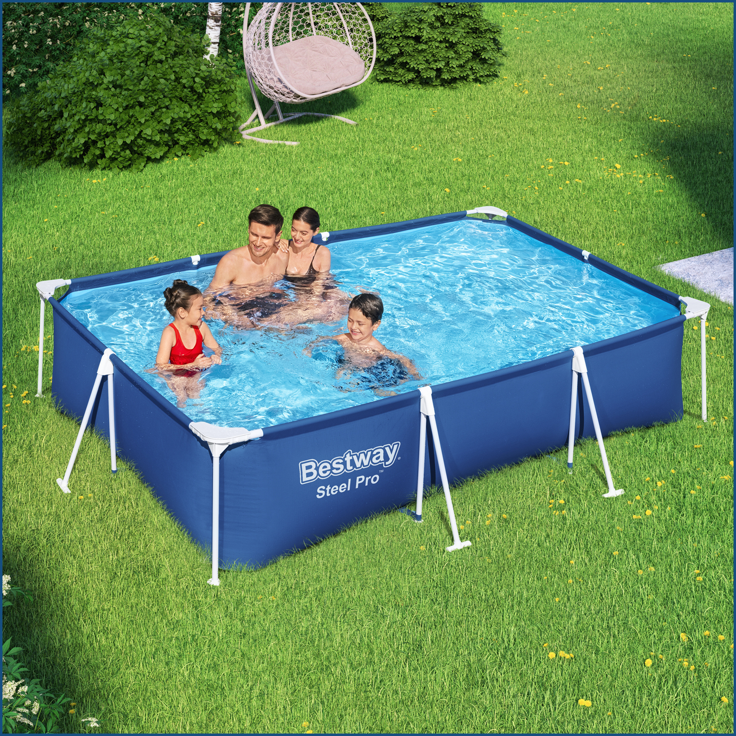 Steel Pro™ Frame Pool ohne Pumpe 300 x 201 x 66 cm, dunkelblau, eckig