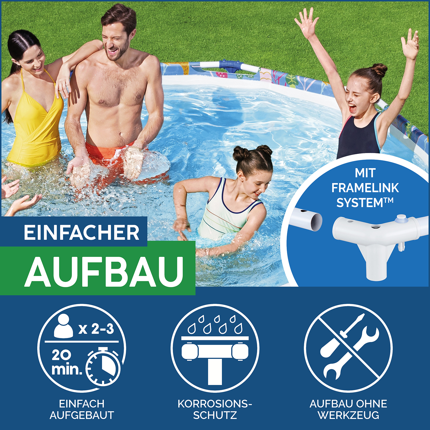 Steel Pro™ Frame Pool ohne Pumpe Ø 305 x 66 cm, buntes Zebra-Design, rund