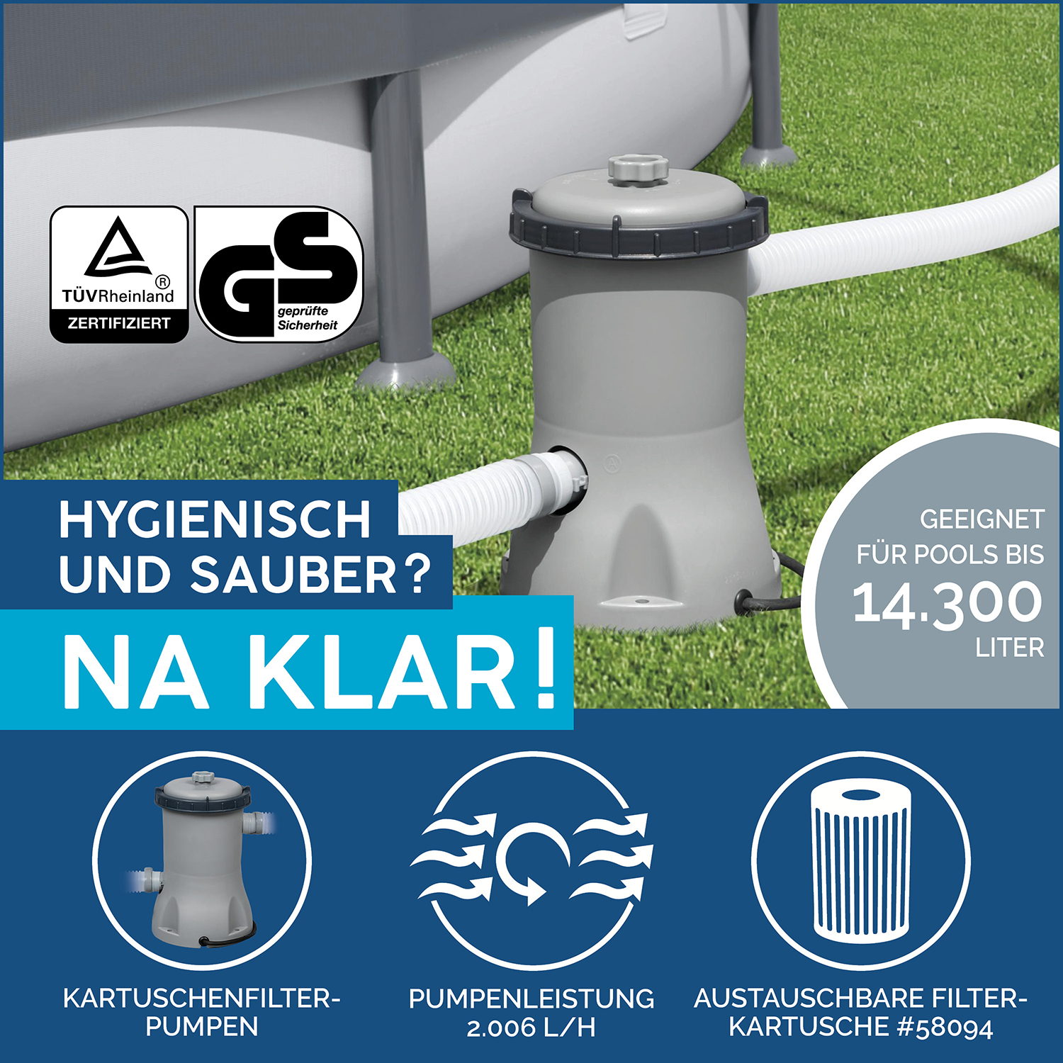 Fast Set™ Aufstellpool-Set mit Wassersprinkler und Filterpumpe Ø 457 x 84 cm, Buntes Hawaii, rund Fast Set™ Aufstellpool-Set mit Wassersprinkler und Filterpumpe Ø 457 x 84 cm, Buntes Hawaii, rund