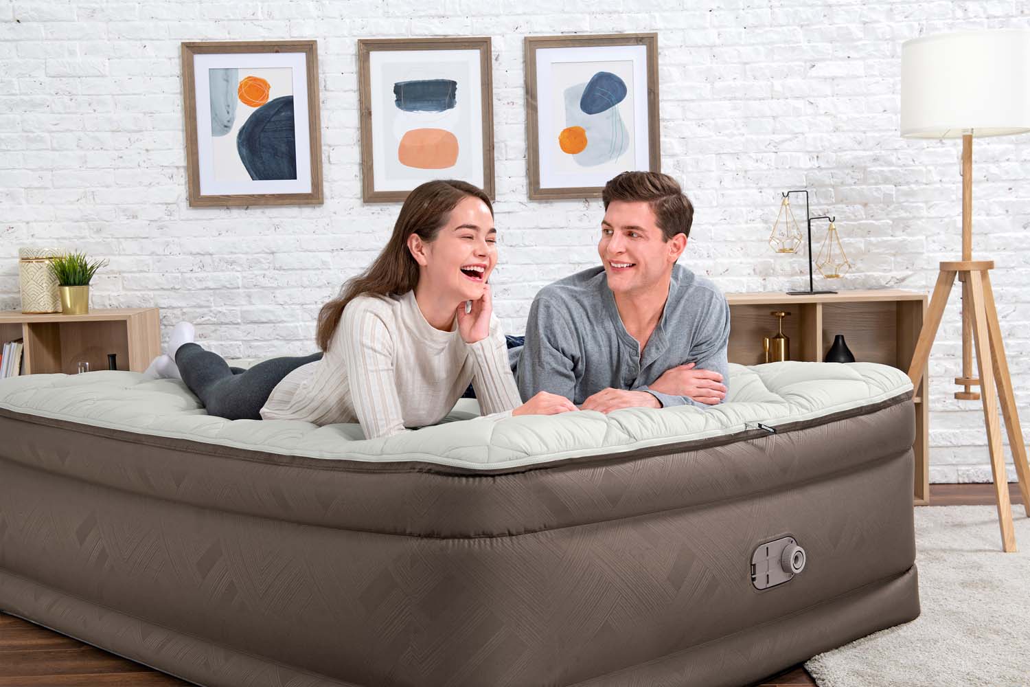 Fortech™ Doppelluftbett mit Reißverschlussbezug & integrierter Elektropumpe  203 x 152 x 51 cm