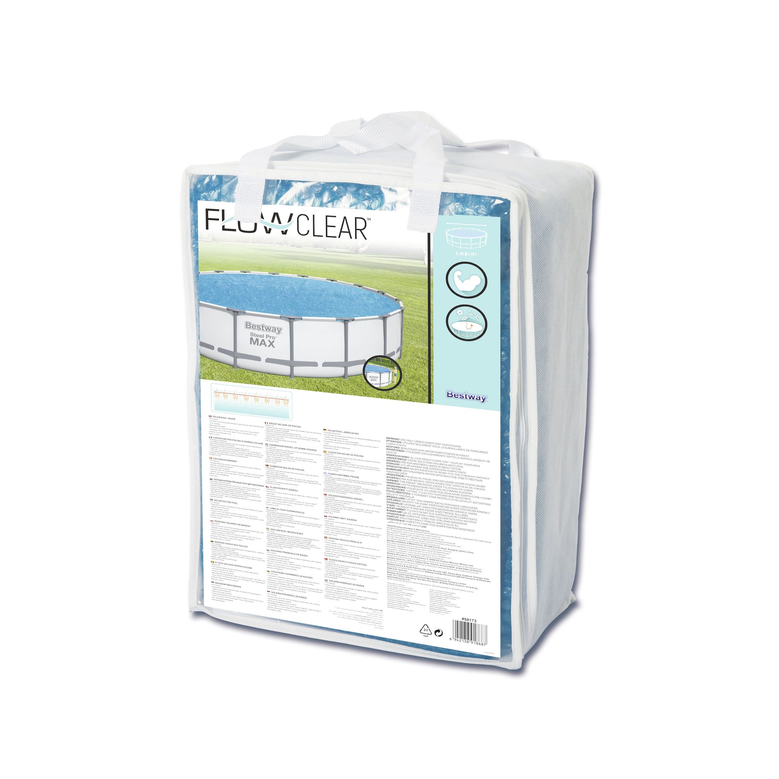 Flowclear™ PE-Solarabdeckplane Ø 527 cm, blau, rund