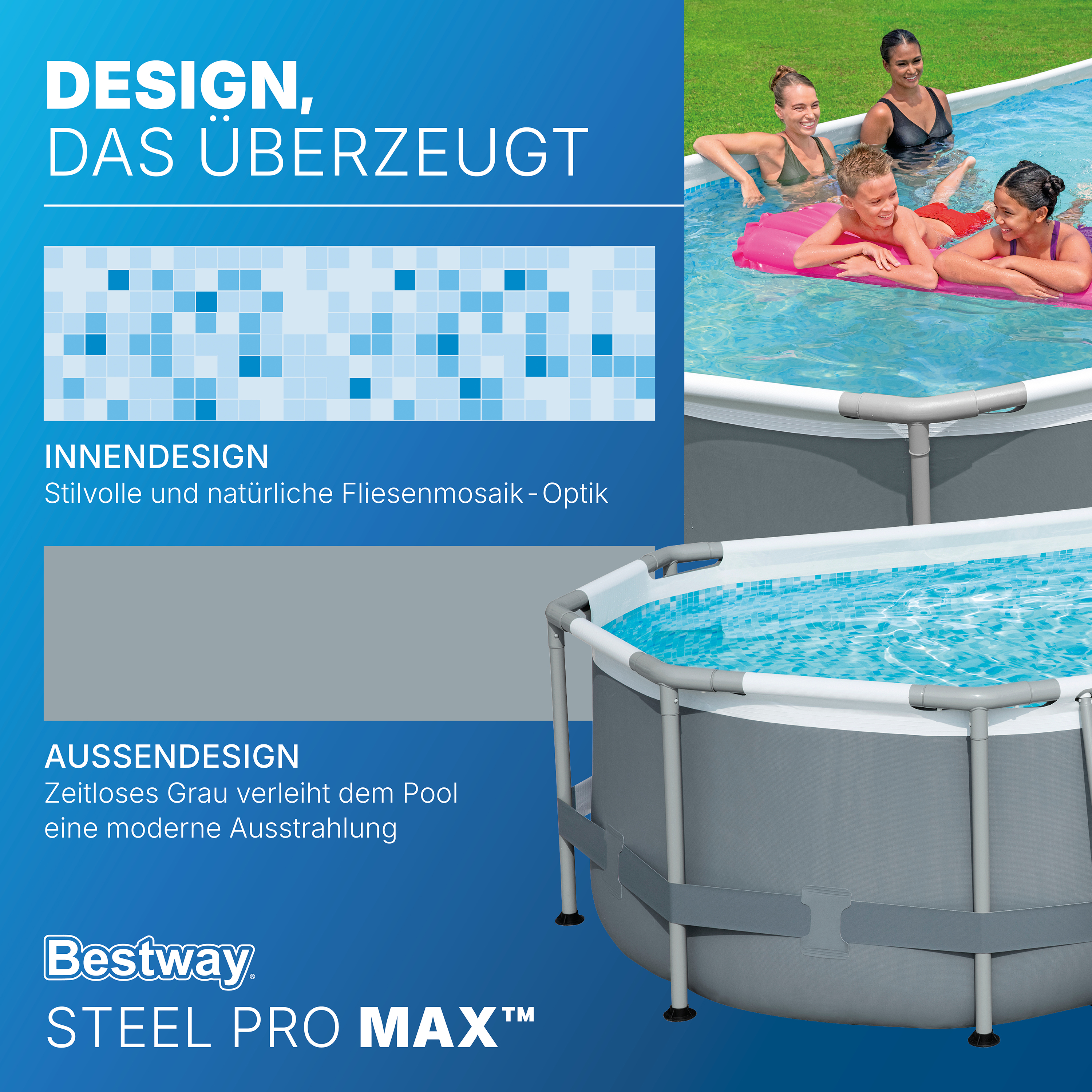 Steel Pro MAX™ Solo Pool ohne Zubehör 549 x 274 x 122 cm, grau, oval