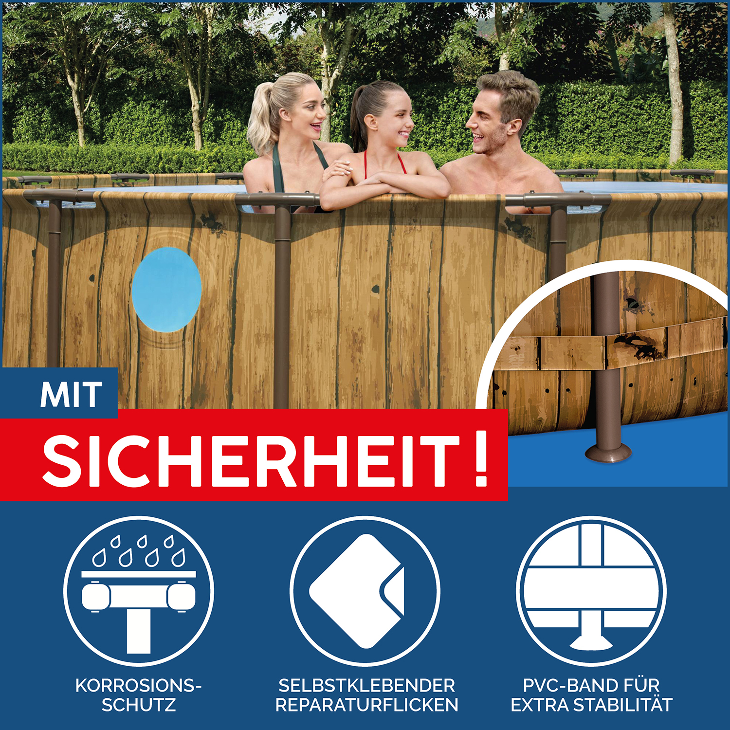 Power Steel™ Swim Vista Series™ Solo Pool ohne Zubehör Ø 549 x 122 cm, Holz-Optik (Pinie), rund