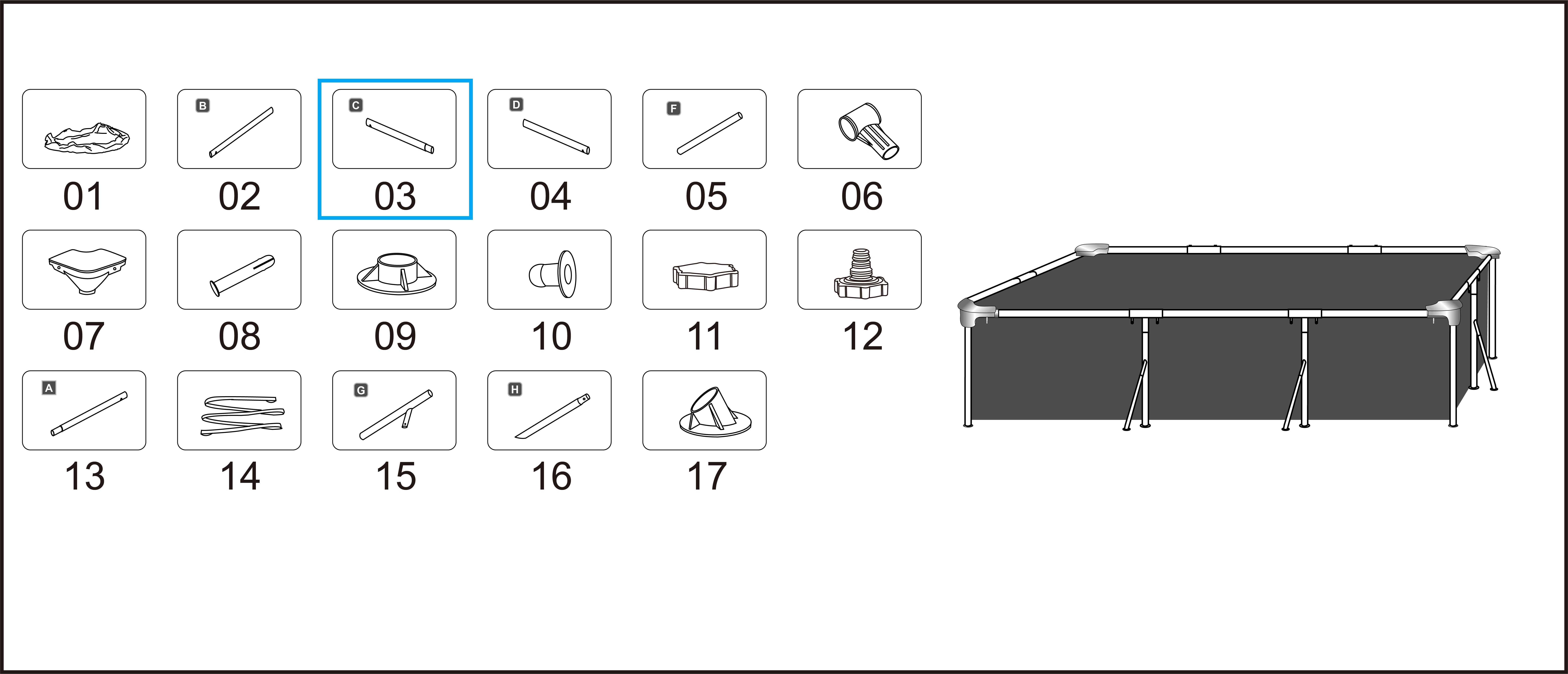 Bestway® Spare Part Top rail C (white) for Steel Pro™ frame pool 300 x 200 x 65 cm, angular Bestway® Spare Part Top rail C (white) for Steel Pro™ frame pool 300 x 200 x 65 cm, angular